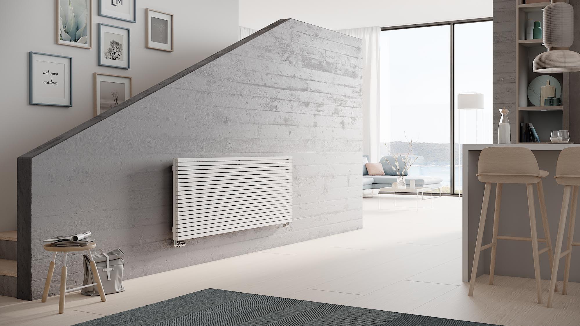 „Kermi Decor Arte Pure“ – išskirtinio dizaino radiatoriai ir rankšluosčių džiovintuvai. Aiškus dizainas. Horizontlauas arba vertikalaus modelio.