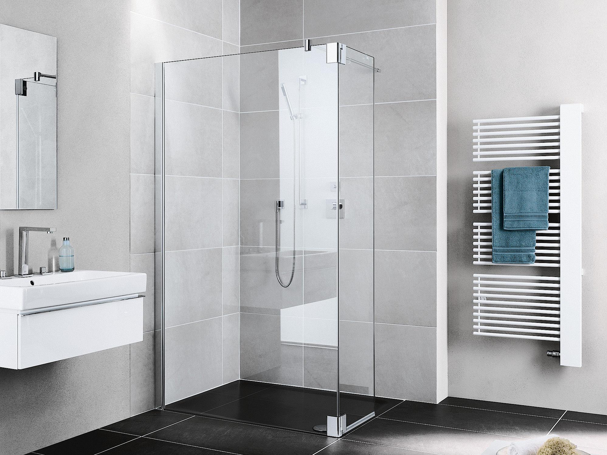 Paroi de douche à charnière Kermi avec PASA XP WALK-IN Wall avec vantail mobile