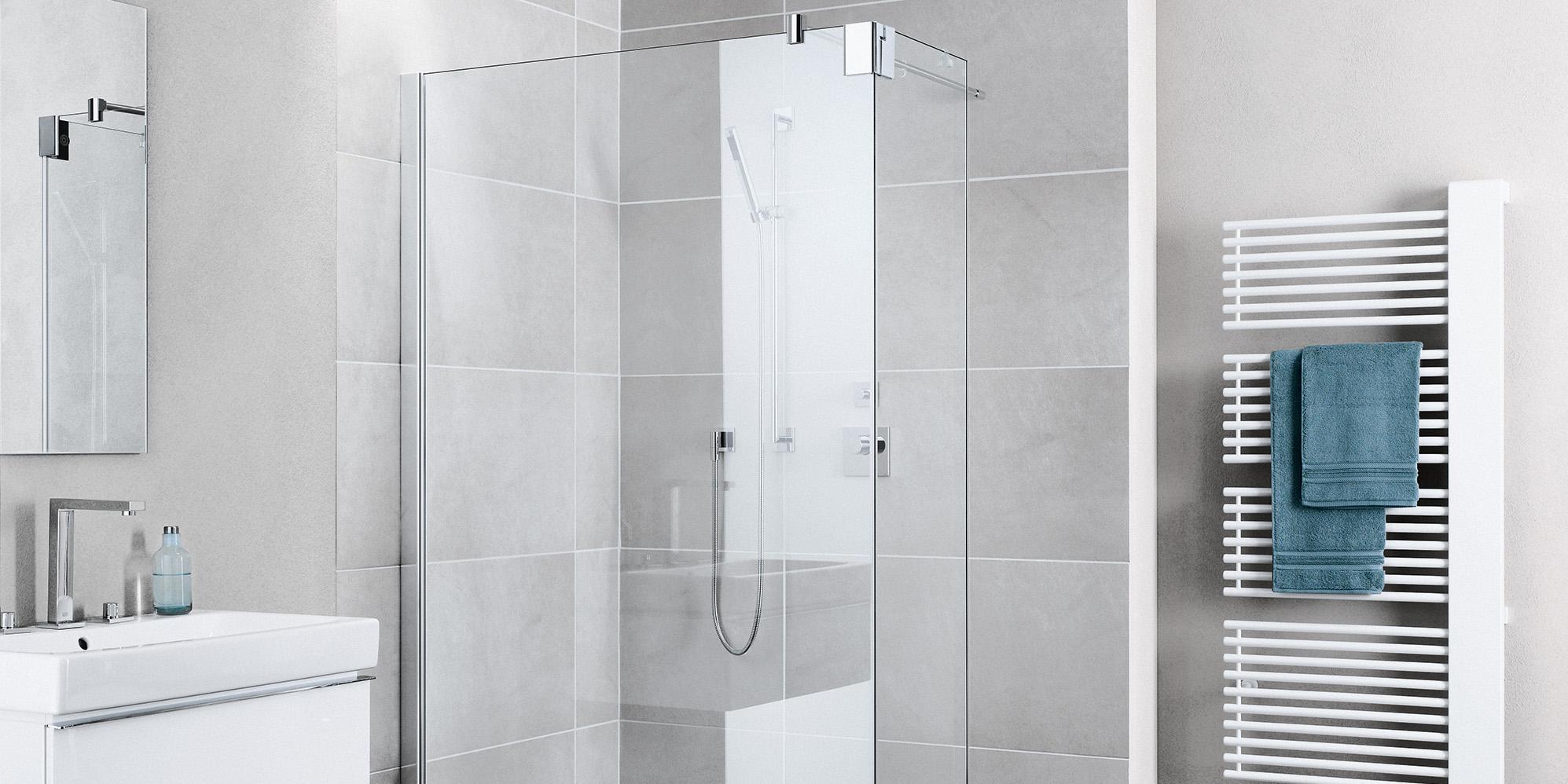 Paroi de douche à charnière Kermi avec PASA XP WALK-IN Wall avec vantail mobile