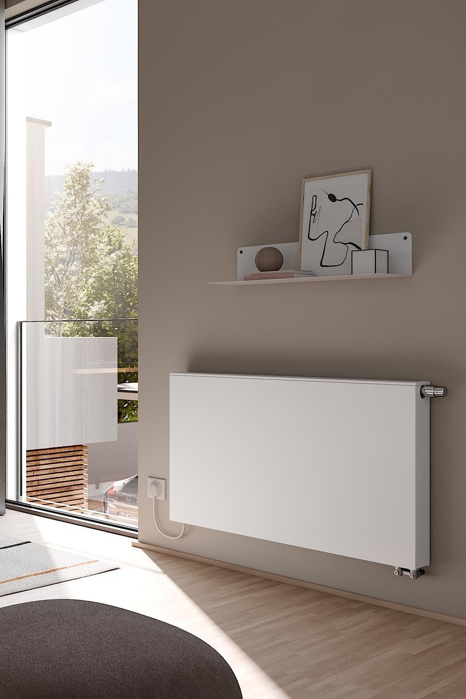 Kermi x-flair Plan steel panel radiators with a planar surface.