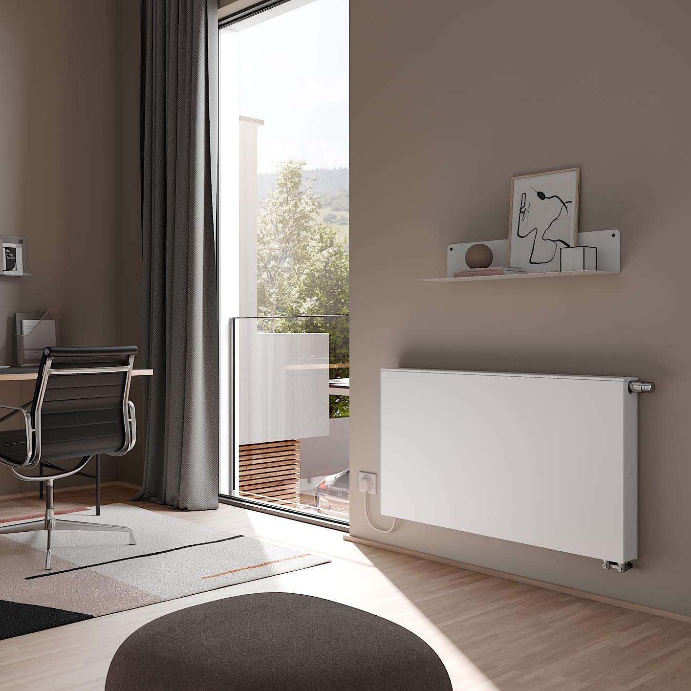 Kermi x-flair Plan steel panel radiators with a planar surface.