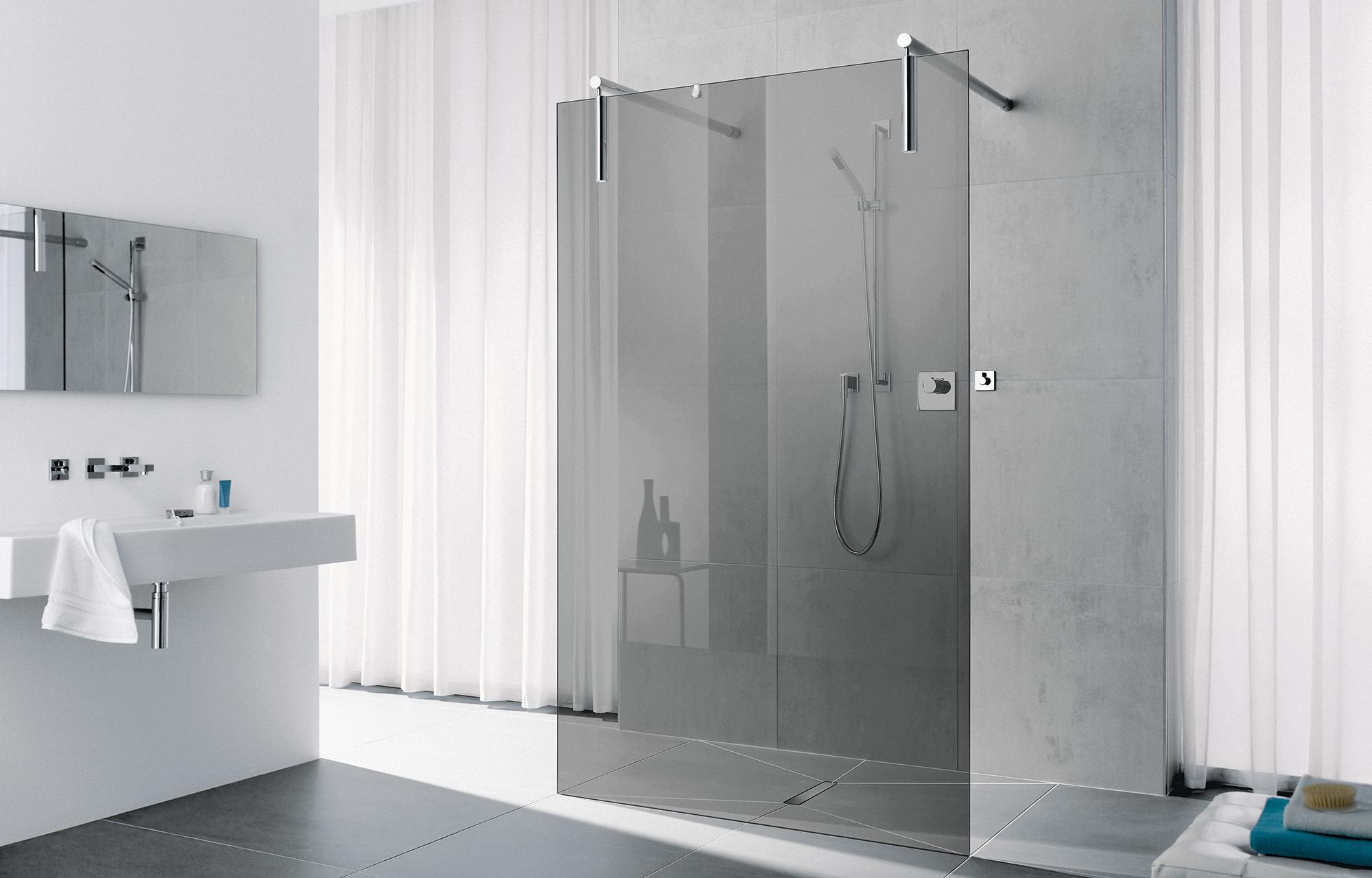 Kermi Walk-In-Duschkabine WALK-IN XS Free ESG Grau Stabilisierung Wand