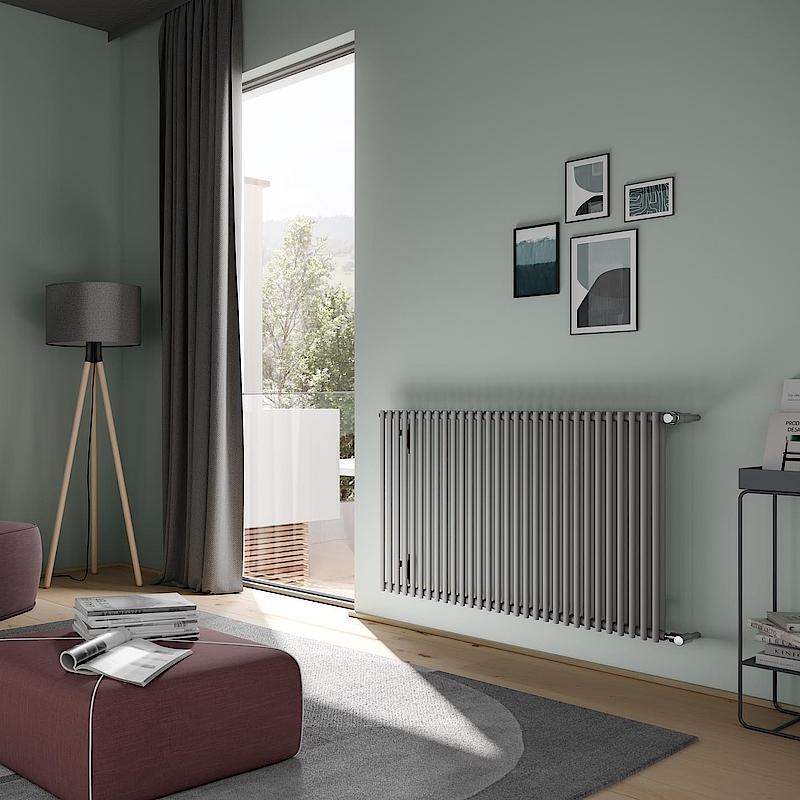 Kermi Pio design and bathroom radiators available in different heights and lengths.