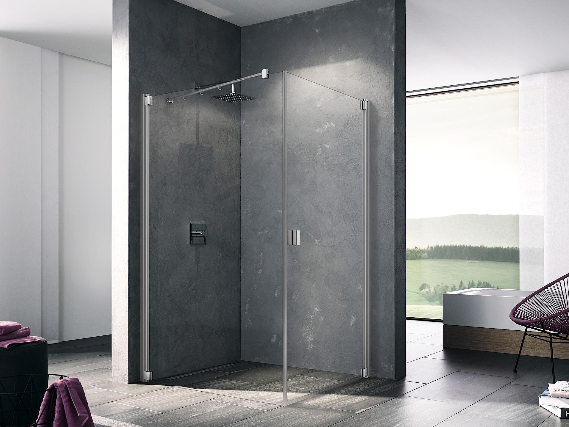Kermi profile shower enclosure, RAYA single panel hinged door