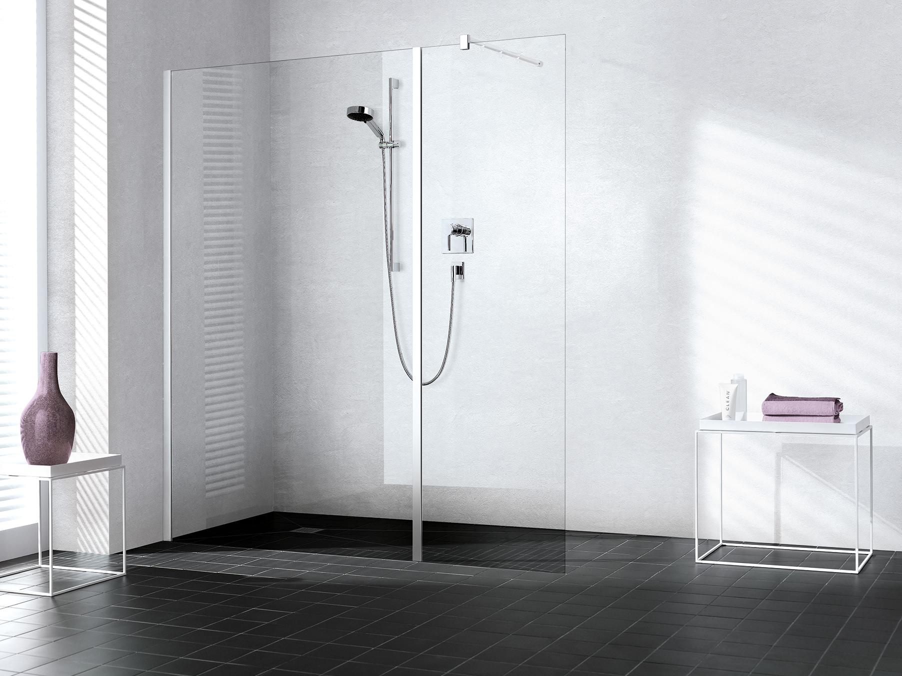 Box doccia Walk-In Kermi WALK-IN XB pannello fisso allineato per combinazione con WALK-IN XB Wall