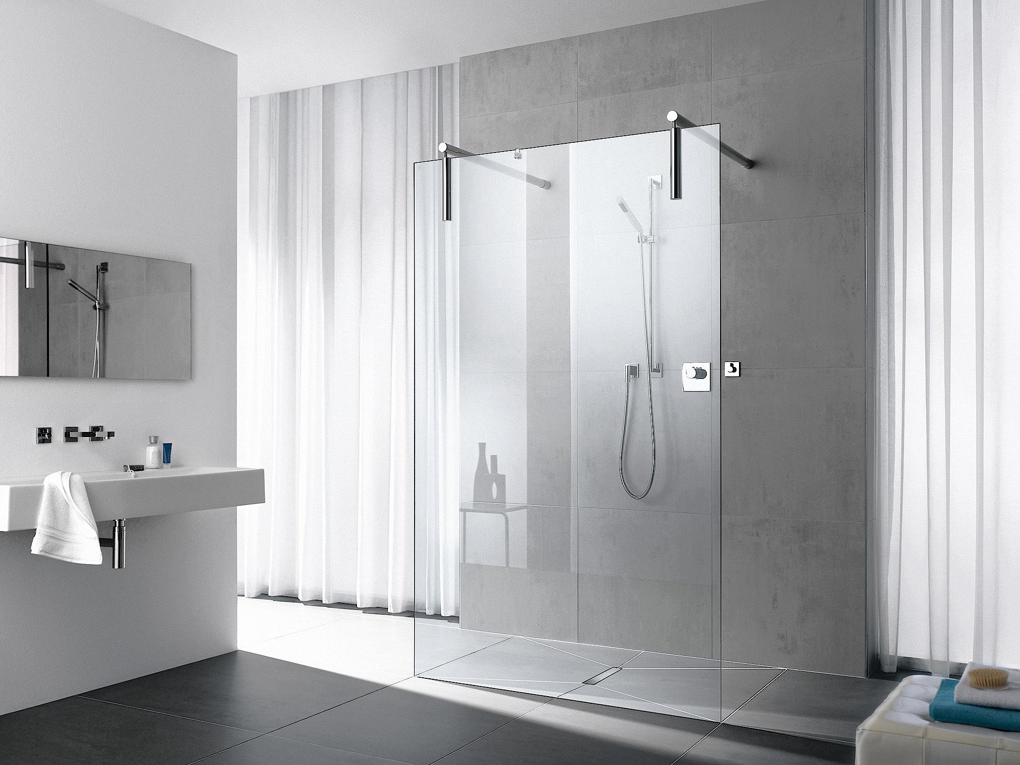 Paroi de douche Kermi Walk-In avec stabilisateur mur WALK-IN XS Free