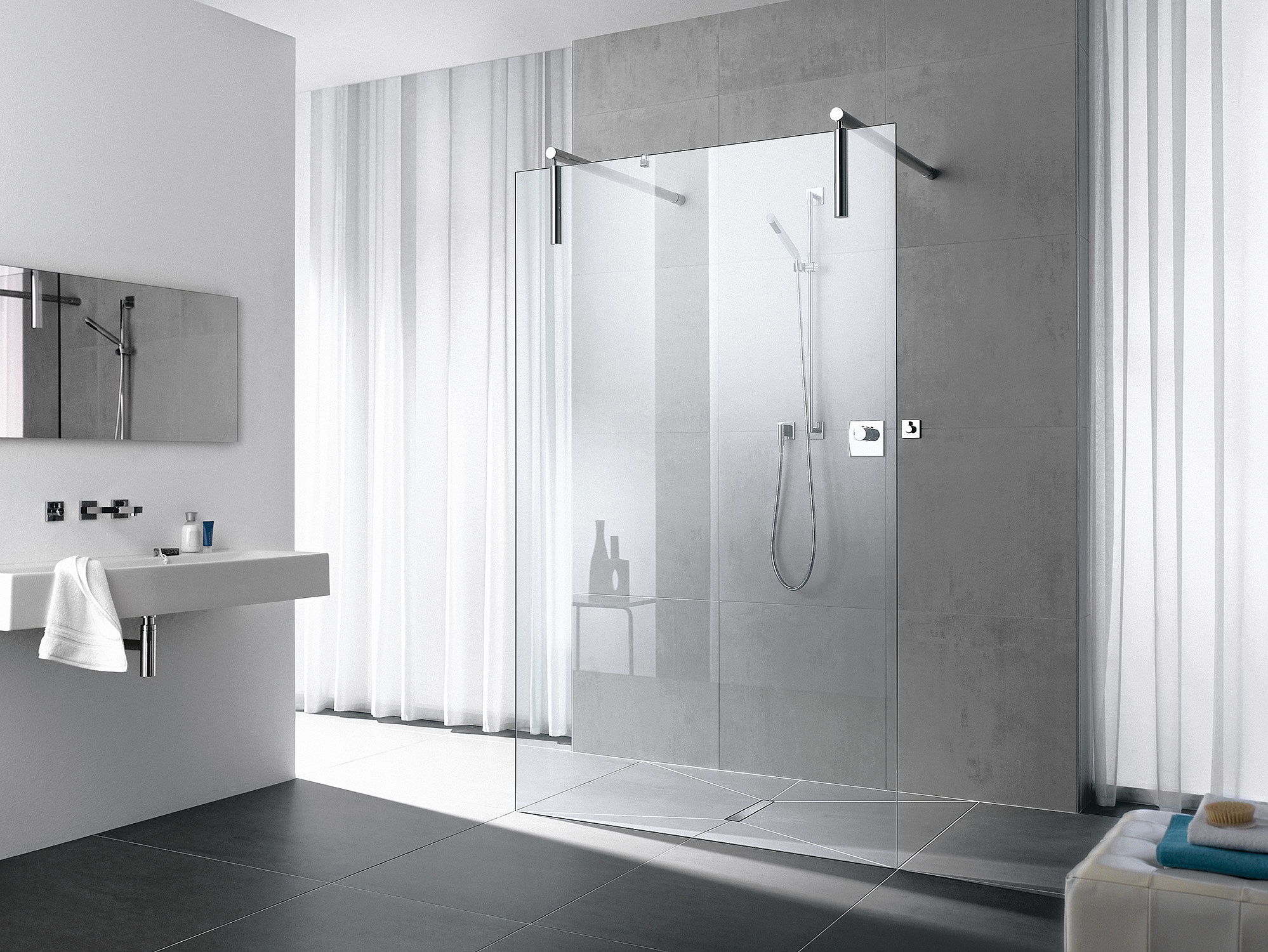 WALK-IN XS Free, wall stabilizer Kermi Walk-In shower enclosure, WALK-IN XS Free, wall stabilizer