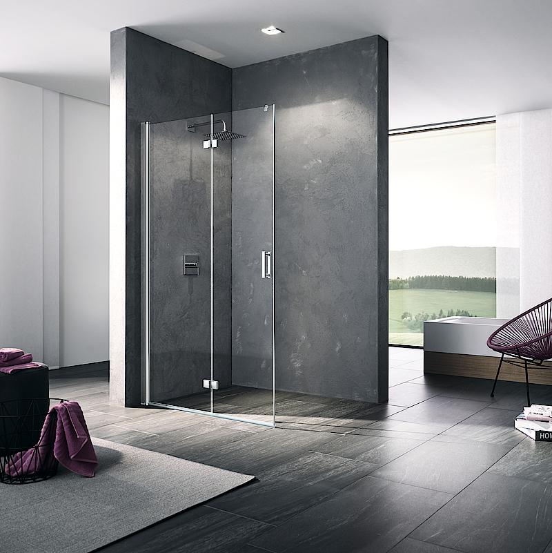 Paroi de douche Kermi avec porte pivotante repliable DIGA WALK-IN Wall