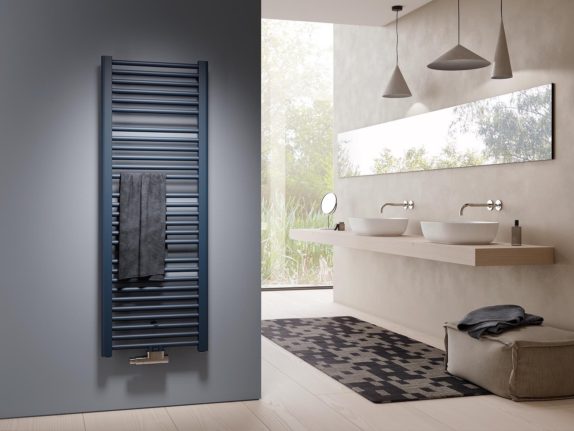 KERMI Basic-50 design and bathroom radiators also available in an electric version.