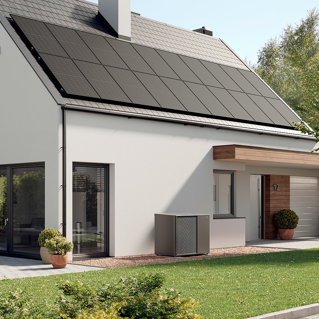 x-change dynamic pro M Luft/Wasser-Wärmepumpe umweltfreundlich heizen: Bei einer Sanierung in Verbindung mit einer PV-Anlage selbstverständlich die Ölheizung ersetzen.