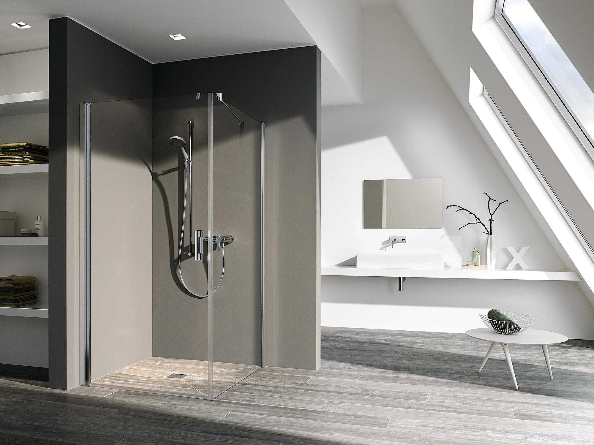 PEGA single panel hinged door Kermi profile shower enclosure, PEGA single panel hinged door