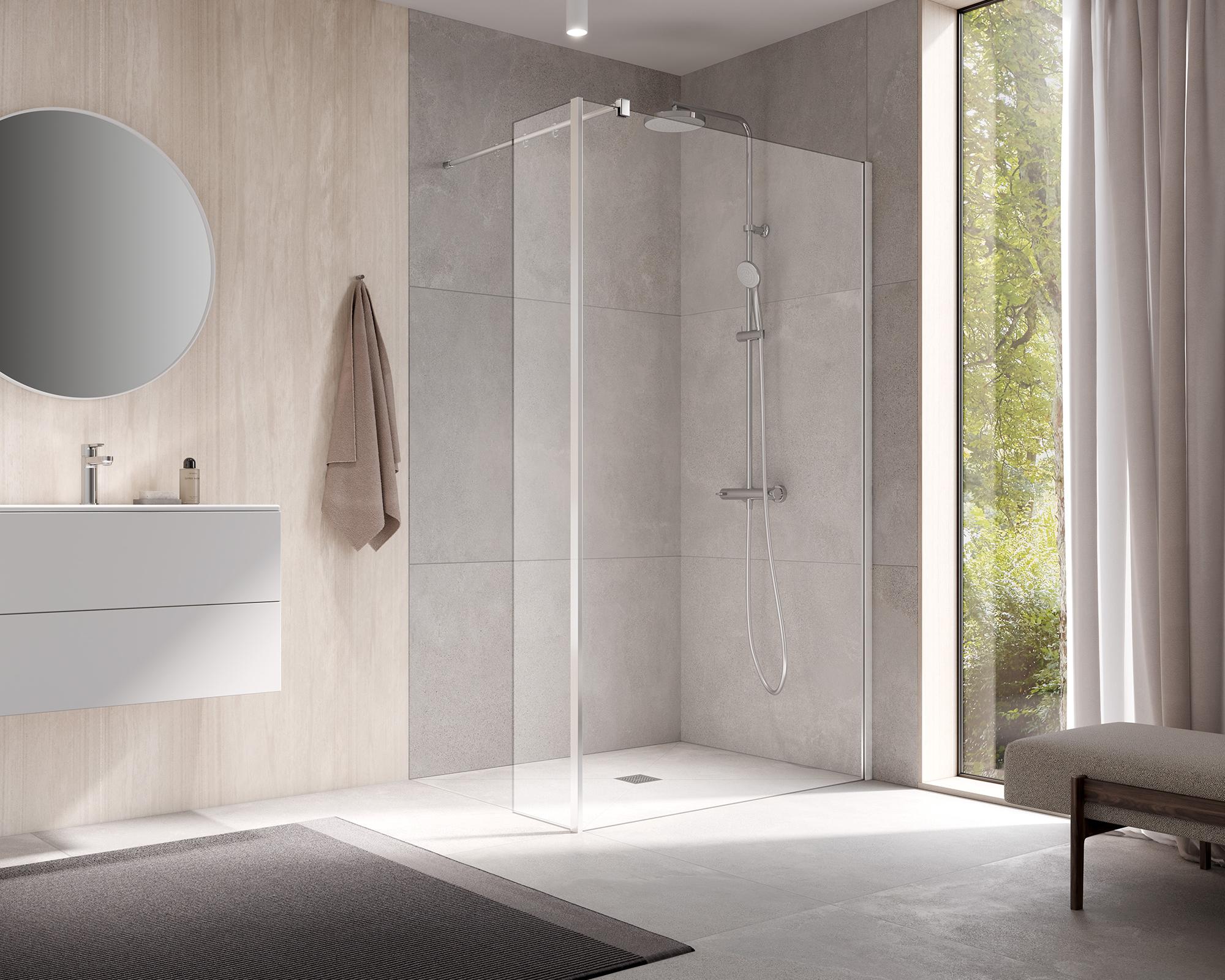 Paroi de douche Kermi Walk-In avec élément fixe WALK-IN XB en angle pour combinaison avec WALK-IN XB Wall