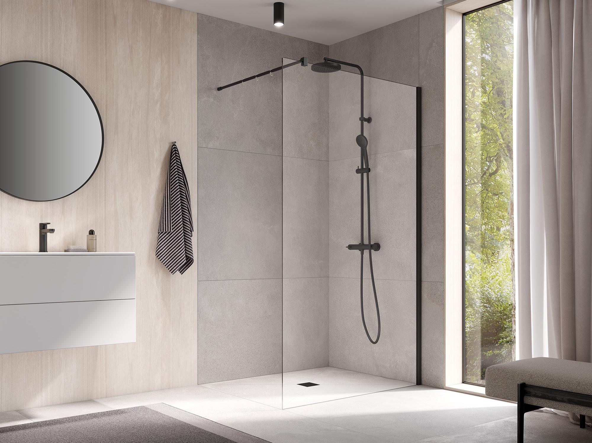 Paroi de douche Kermi Walk-In WALK-IN-XB Wall Noir