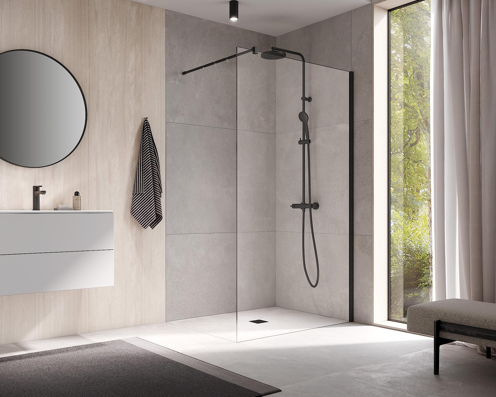 WALK-IN XB Wall Black Kermi Walk-In shower enclosure WALK-IN XB Wall Black