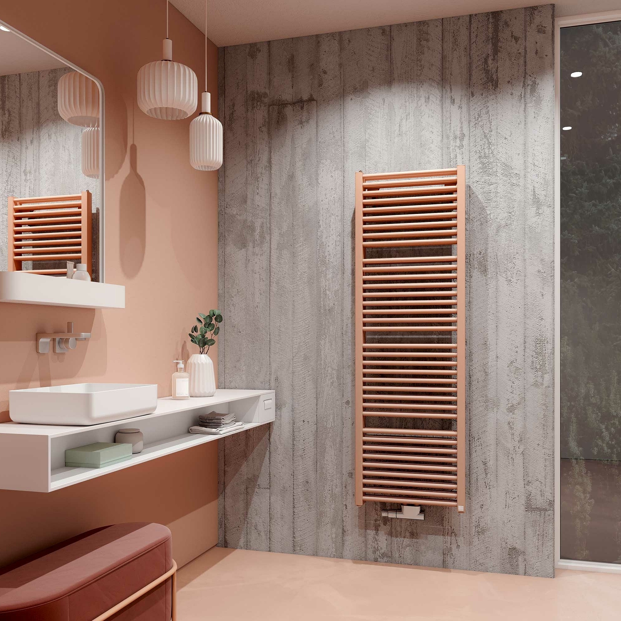 Дизайн-радіатори та сушарки для рушників Kermi Duett – класичний дизайн опалення ванної з подвійною потужністю.