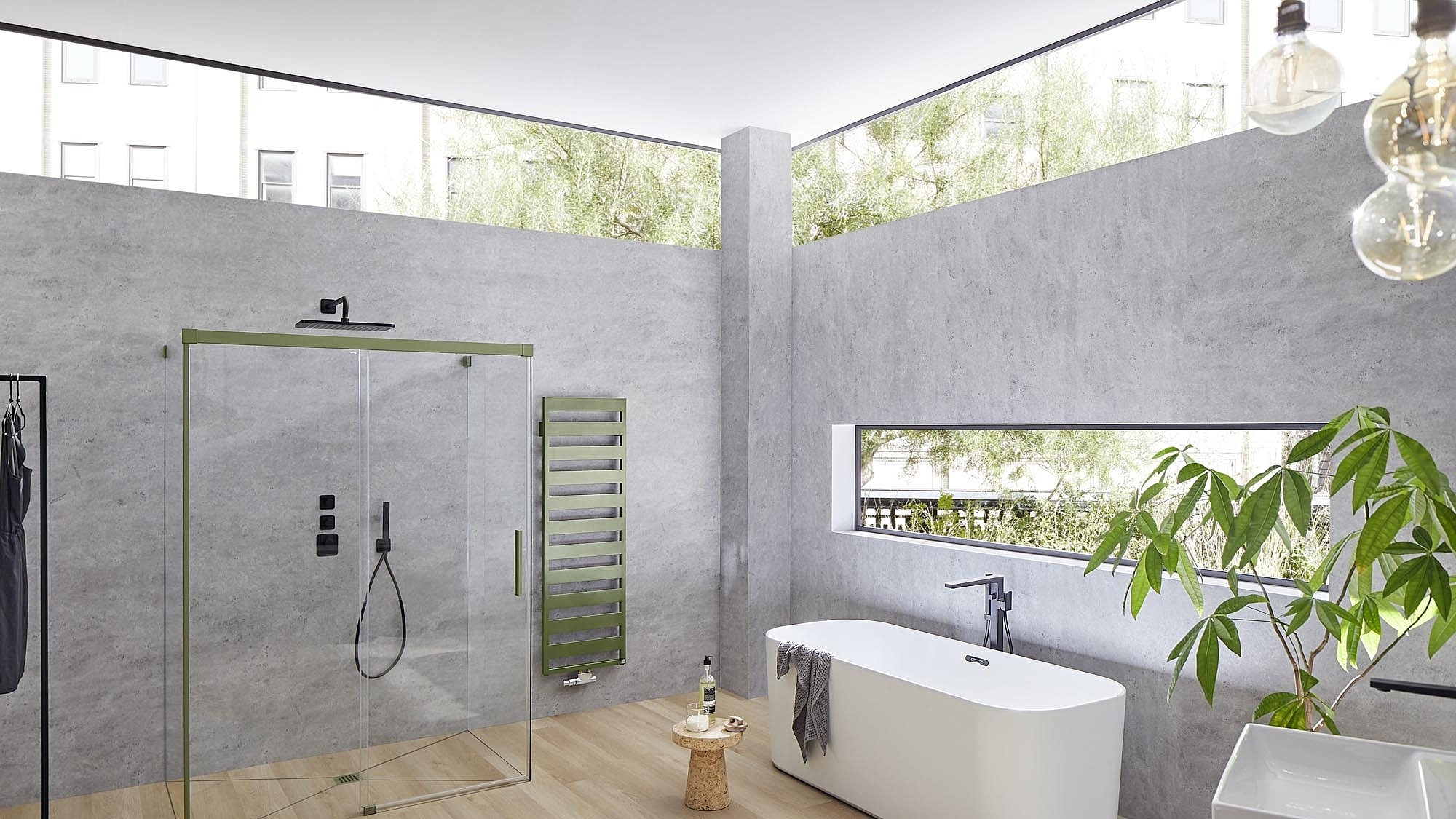 Kermi profile shower enclosure NICA sliding door U-shaped shower enclosure Forest