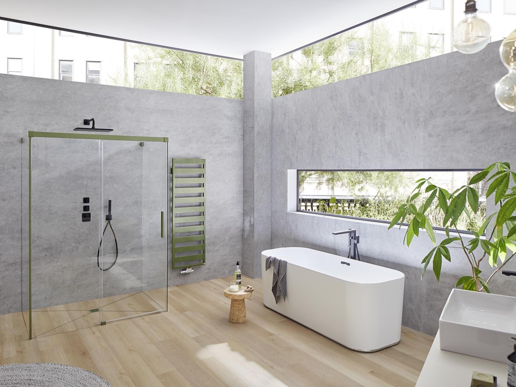 NICA sliding door U-shaped shower enclosure Forest Kermi profile shower enclosure NICA sliding door U-shaped shower enclosure Forest