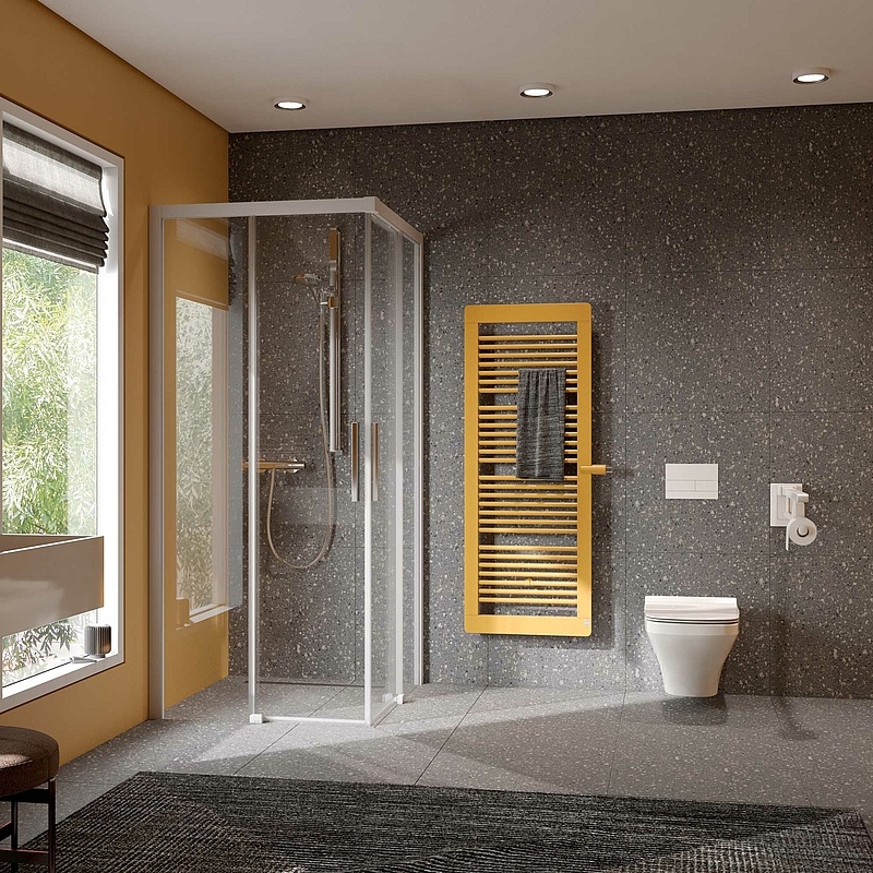 Designové a koupelnové otopné těleso Kermi Credo plus – jasná struktura, elegantní tvar.