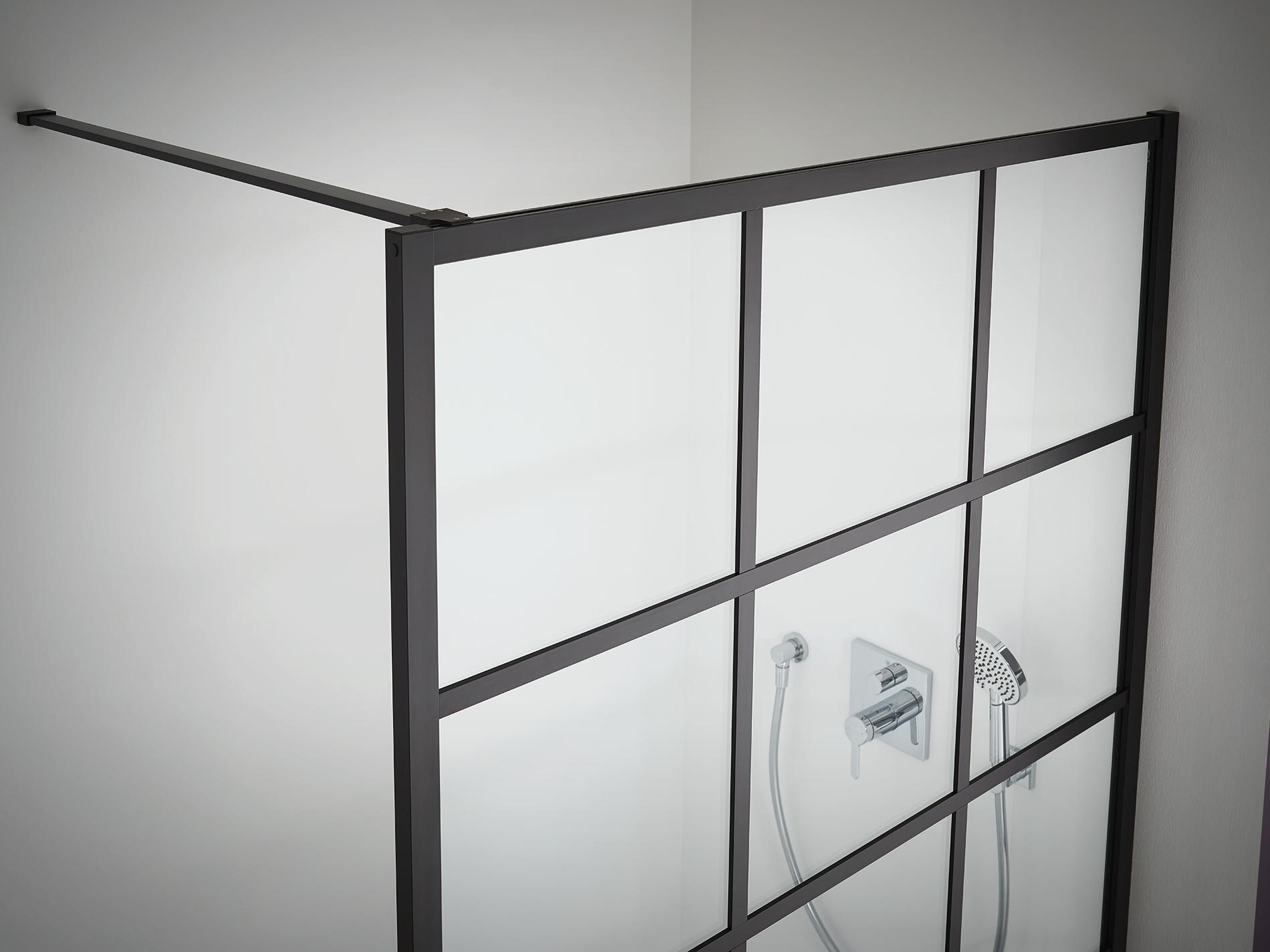 Box doccia Walk-In Kermi WALK-IN XD Wall con profilo Loft dettaglio