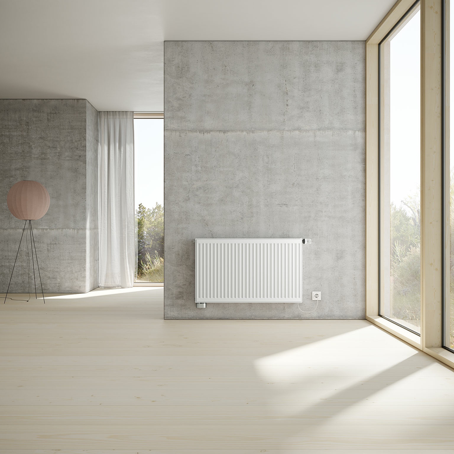 KERMI x-flair Line Wärmepumpen Flachheizkörper mit profilierter Optik.