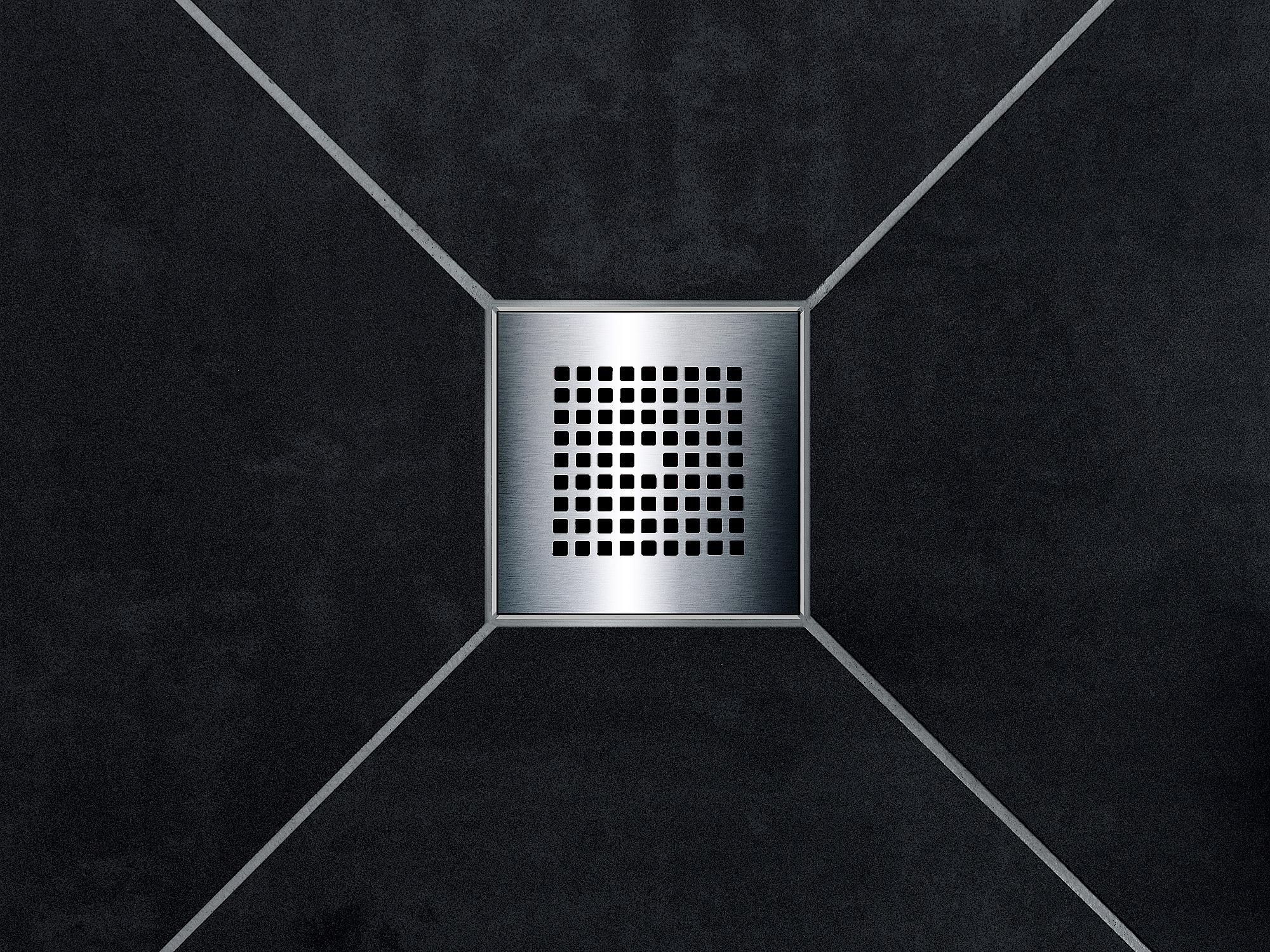 Kermi shower board with point drain, POINT drain cover, E65 in stainless steel