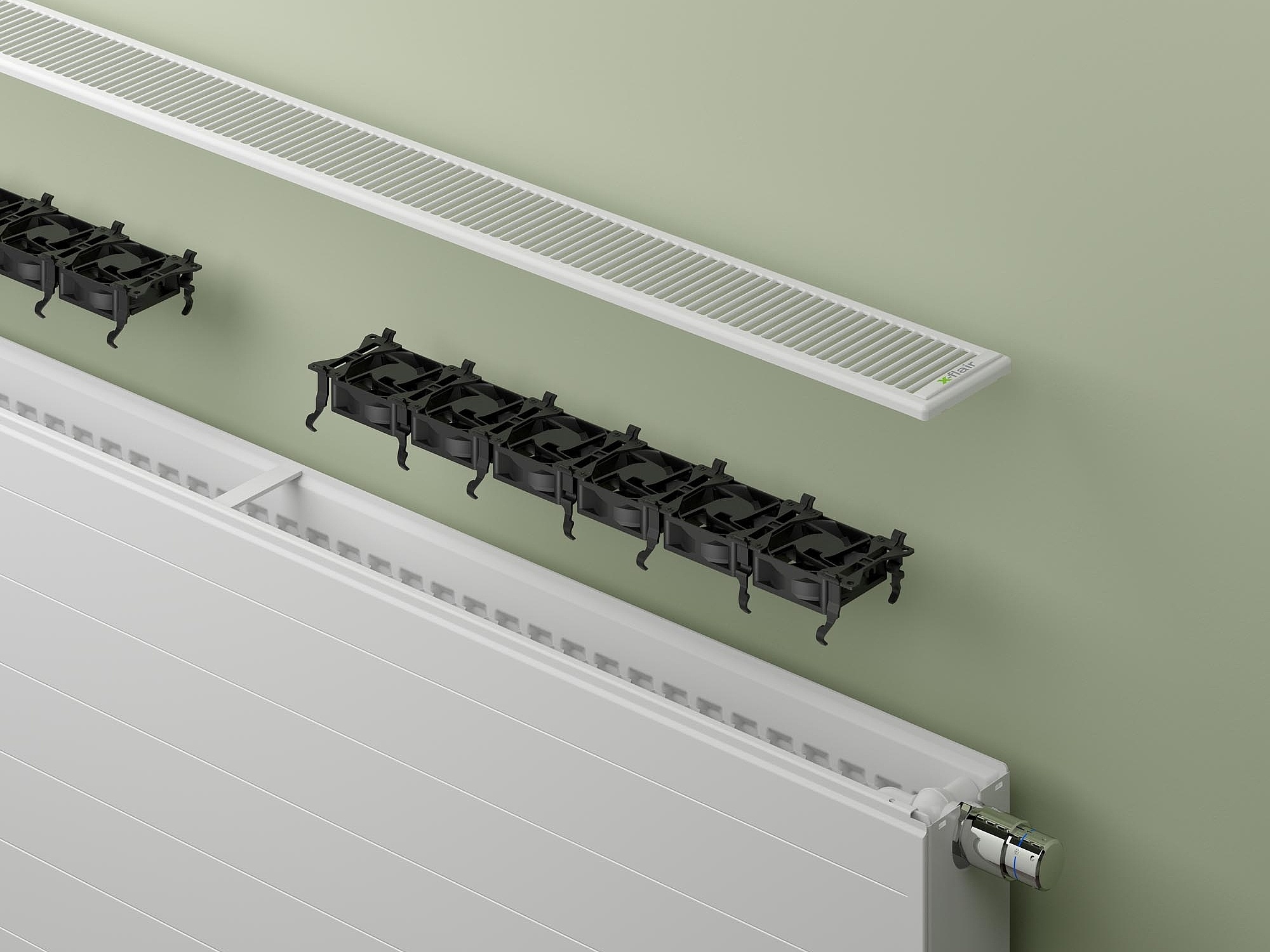 KERMI x-flair Flachheizkörper mit x2-Technologie und Integrierte Ventilatoren.