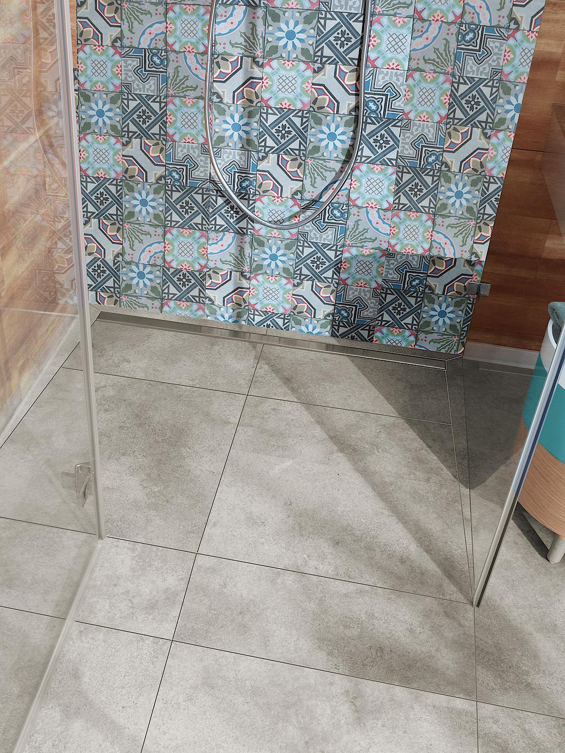 LINE with channel cover Basic drain along wall Kermi shower board LINE with channel cover Basic drain along wall