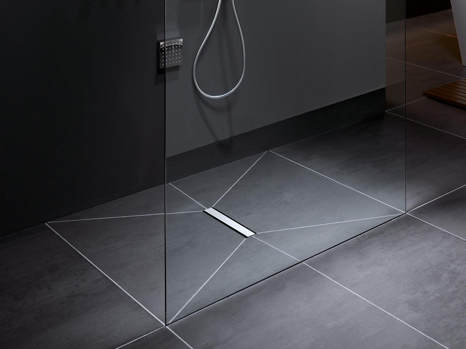 LINE drain with exclusive channel cover Kermi shower board, LINE with exclusive channel cover