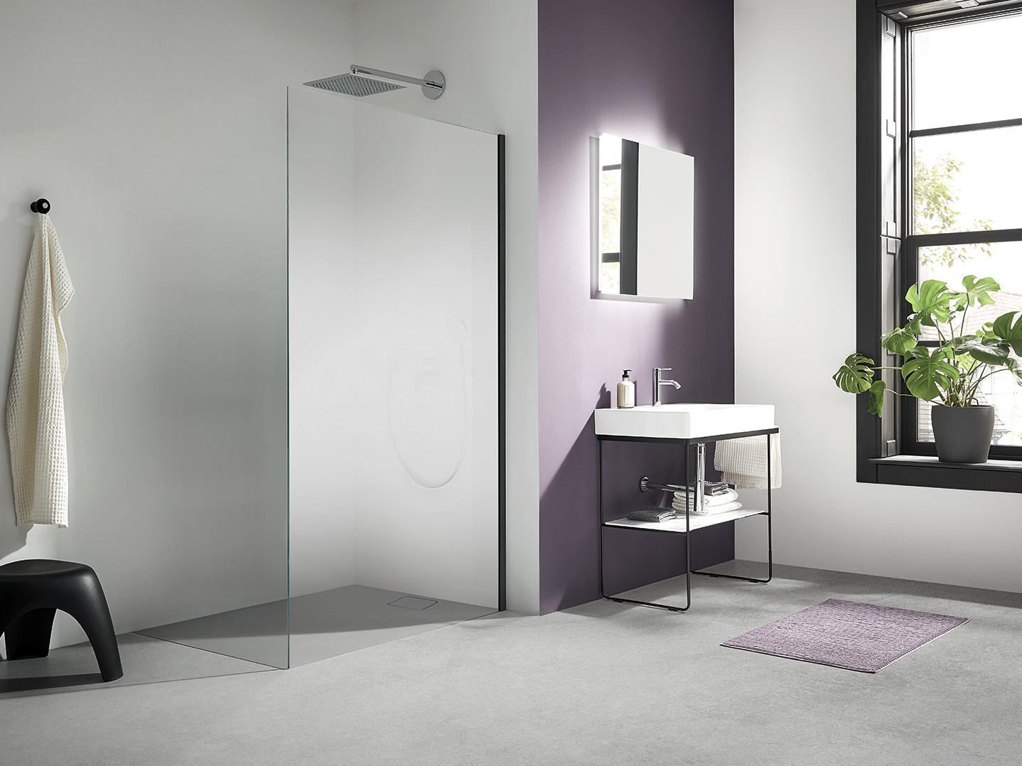WALK-IN XC Wall, Black Kermi Walk-In shower enclosure, WALK-IN XC Wall, Black