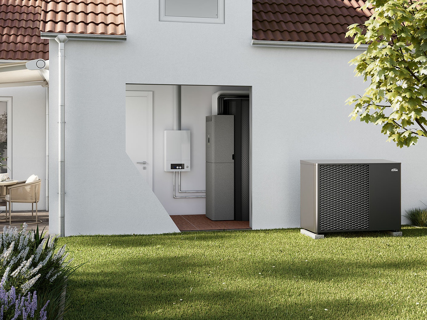 Hybridlösung x-change dynamic pro L Luft/Wasser-Wärmepumpe Hybridlösung mit der KERMI x-change dynamic pro L Luft/Wasser-Wärmepumpe