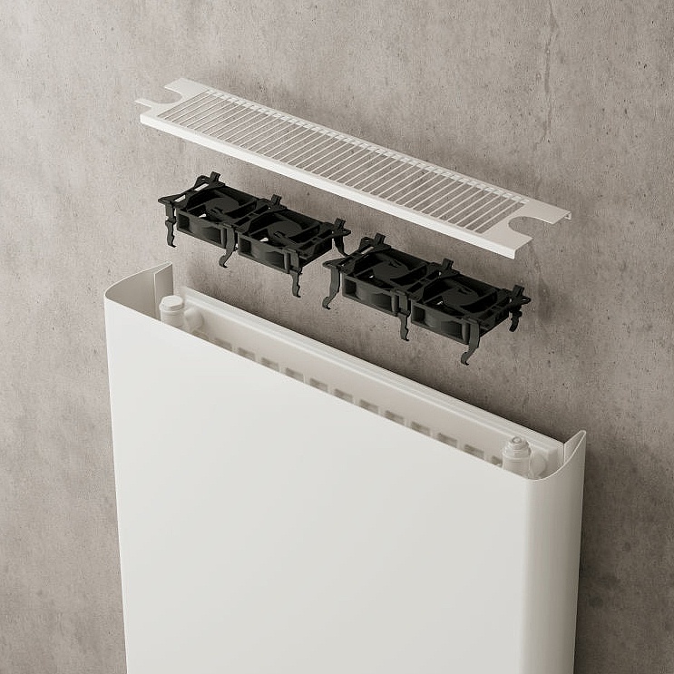 KERMI Pateo flair Heat pumps-radiators White Soft RAL 9016 Combination x2 technology with axial fans