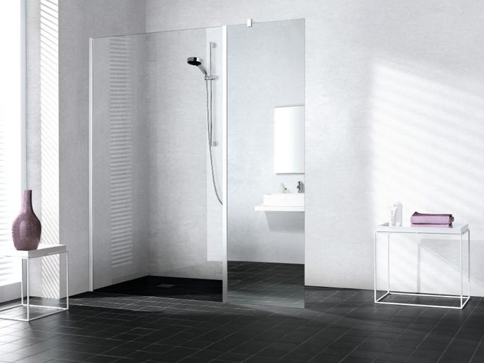 Paroi de douche Kermi Walk-In avec élément fixe WALK-IN XB en prolongement pour combinaison avec WALK-IN XB Wall avec verre miroir