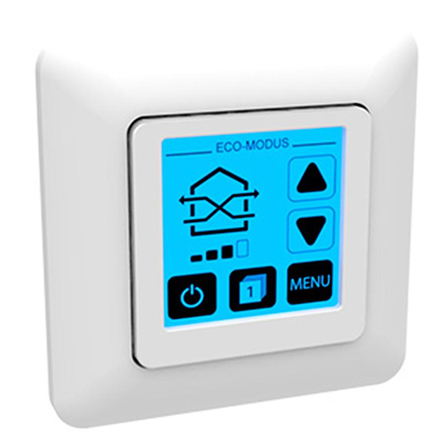 Operating element for the x-well decentralised residential ventilation system Touch control operating element for the x-well decentralised residential ventilation system.