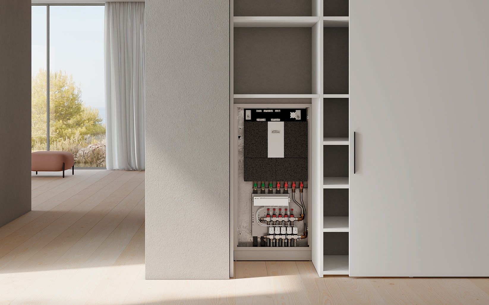 x-net home station pro with insulation supplies each apartment with warm, clean water and cosy room temperatures through surface heating.