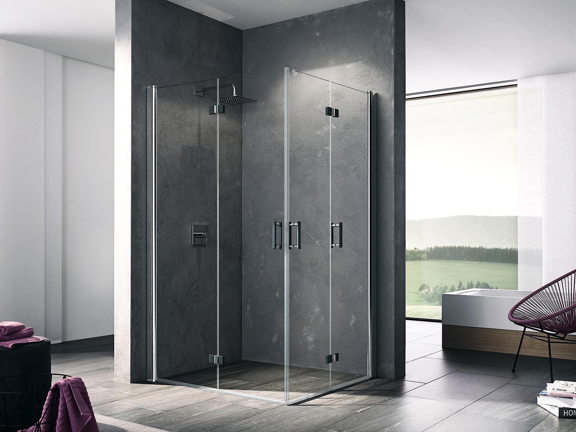 Kermi profile shower enclosure, DIGA two-part corner entry (hinged folding doors) – half part