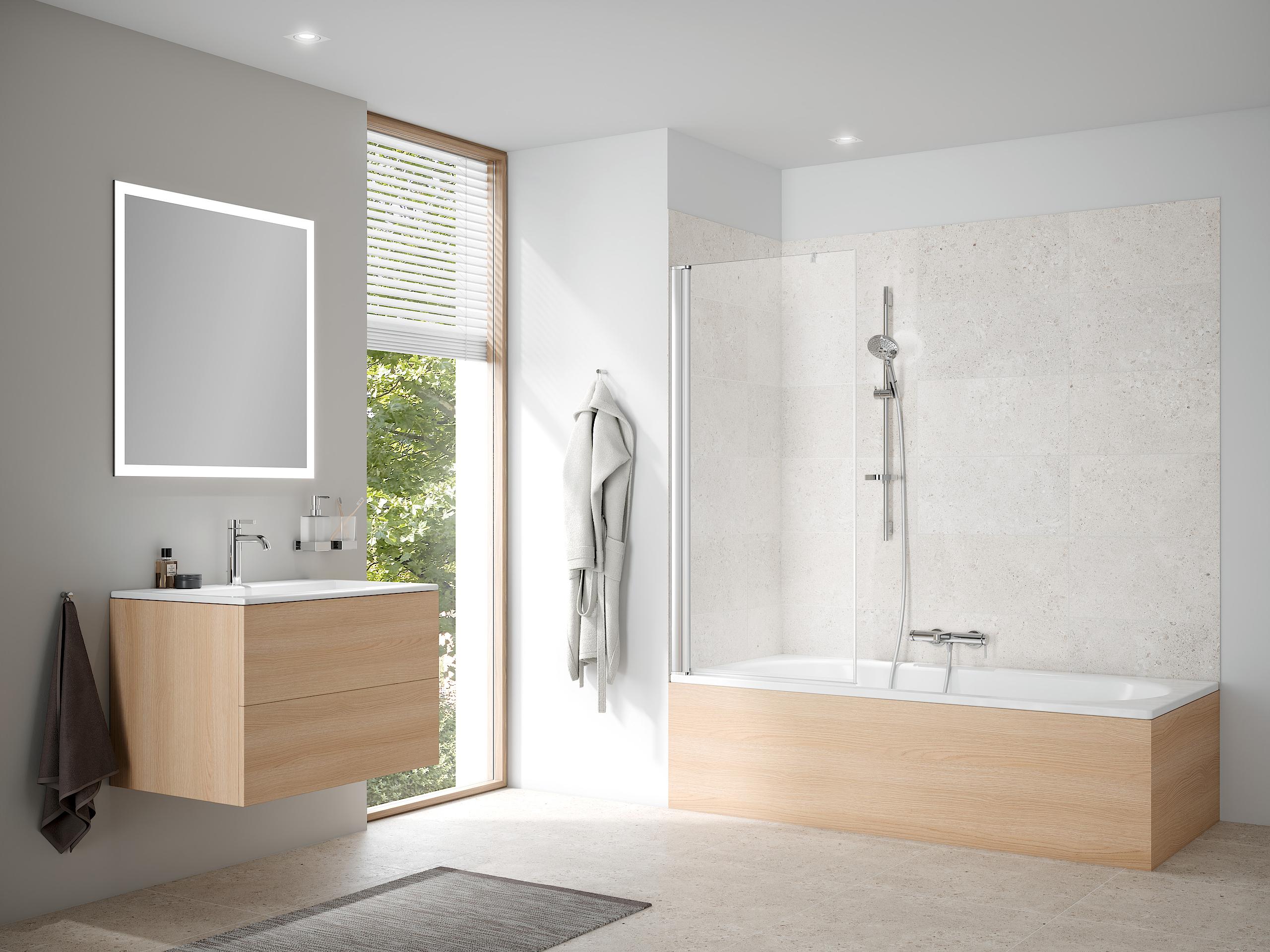 Kermi profile shower enclosure PEGA hinged door for the bathtub