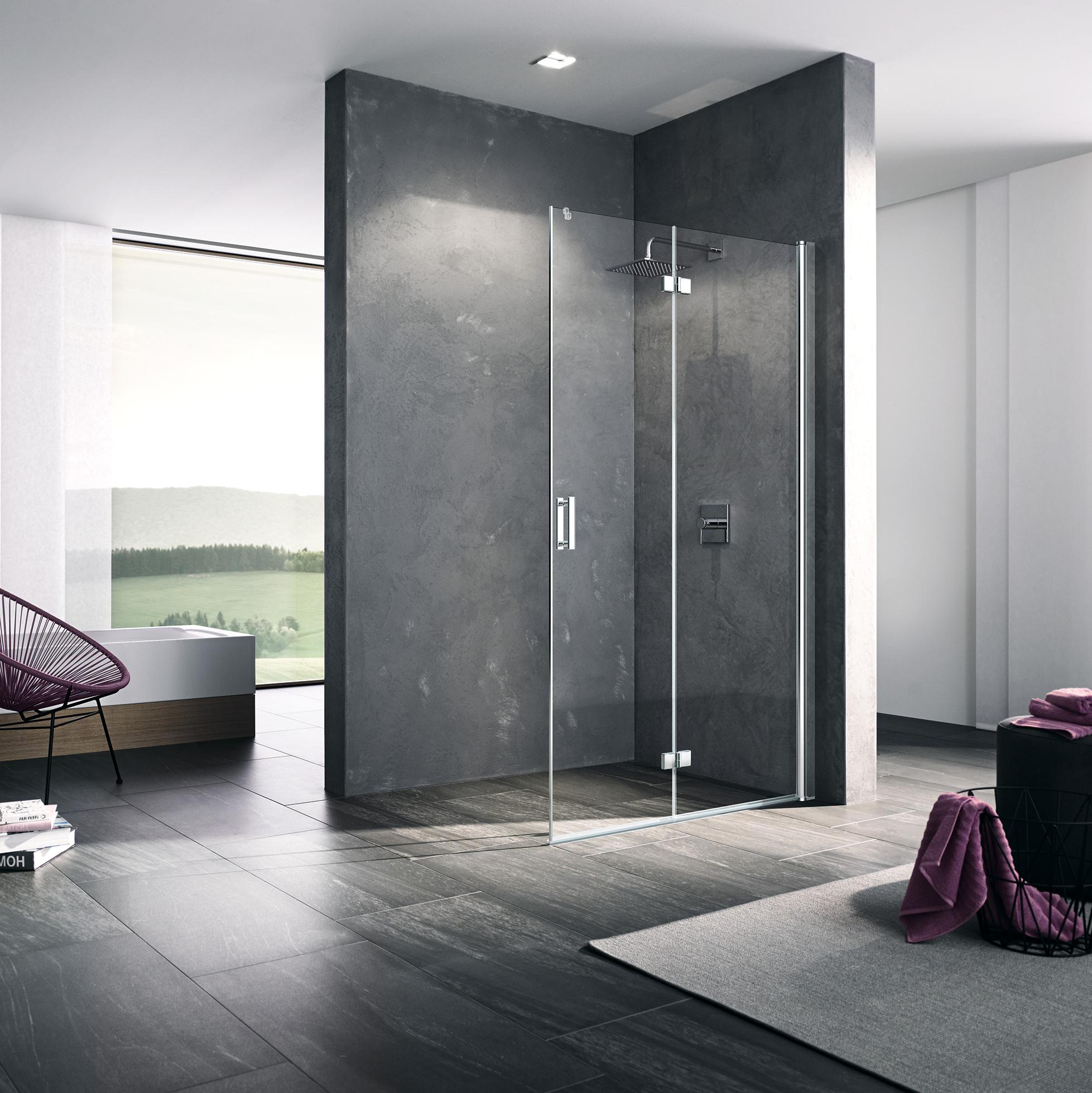 Paroi de douche à profilé Kermi avec porte pivotante repliable DIGA WALK-IN Wall