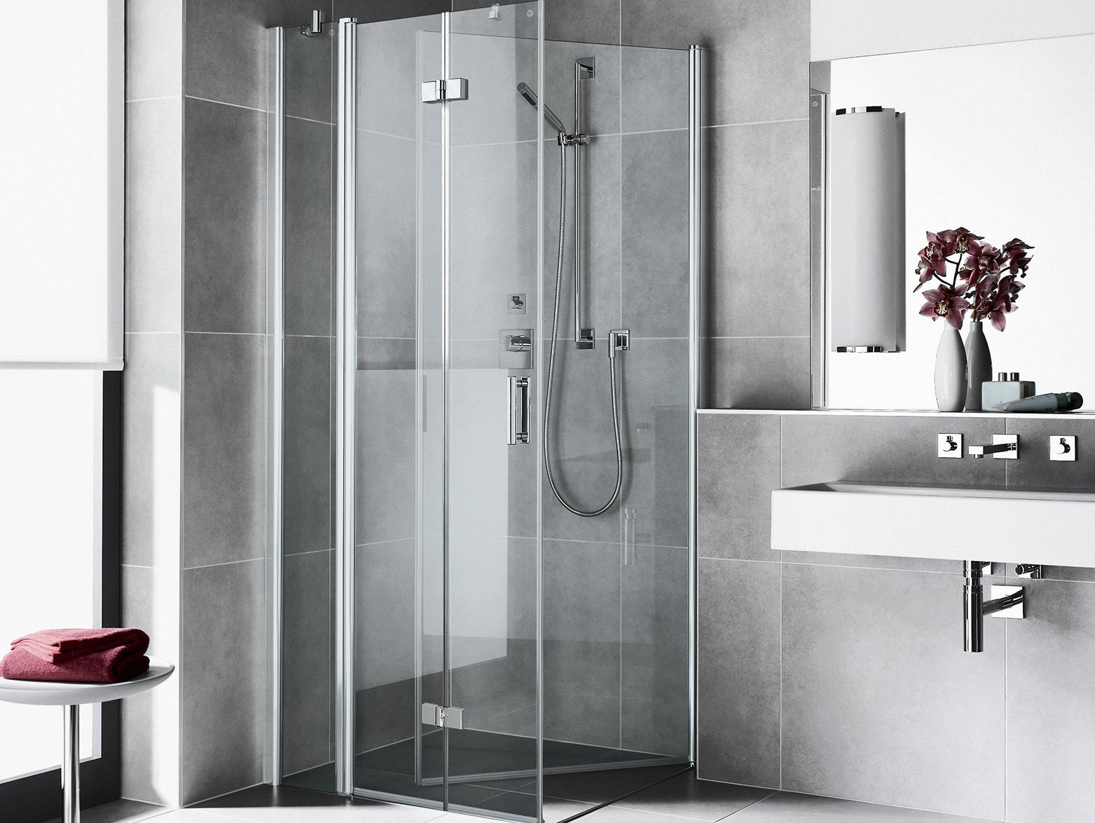 Kermi profile shower enclosure, DIGA hinged folding door, folded together