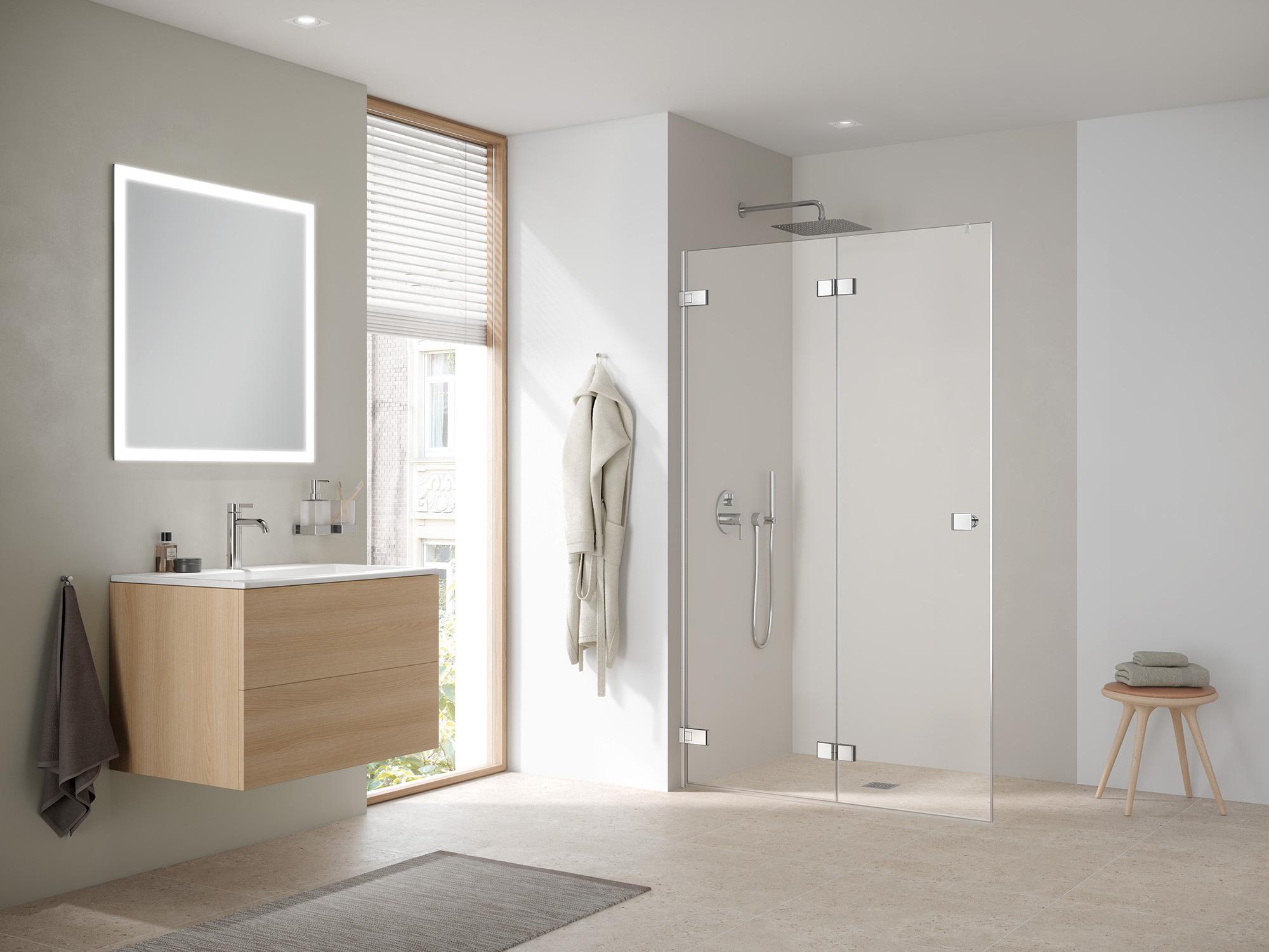 Kermi Duschkabine MENA WALK-IN Wall mit Wandbeschlag