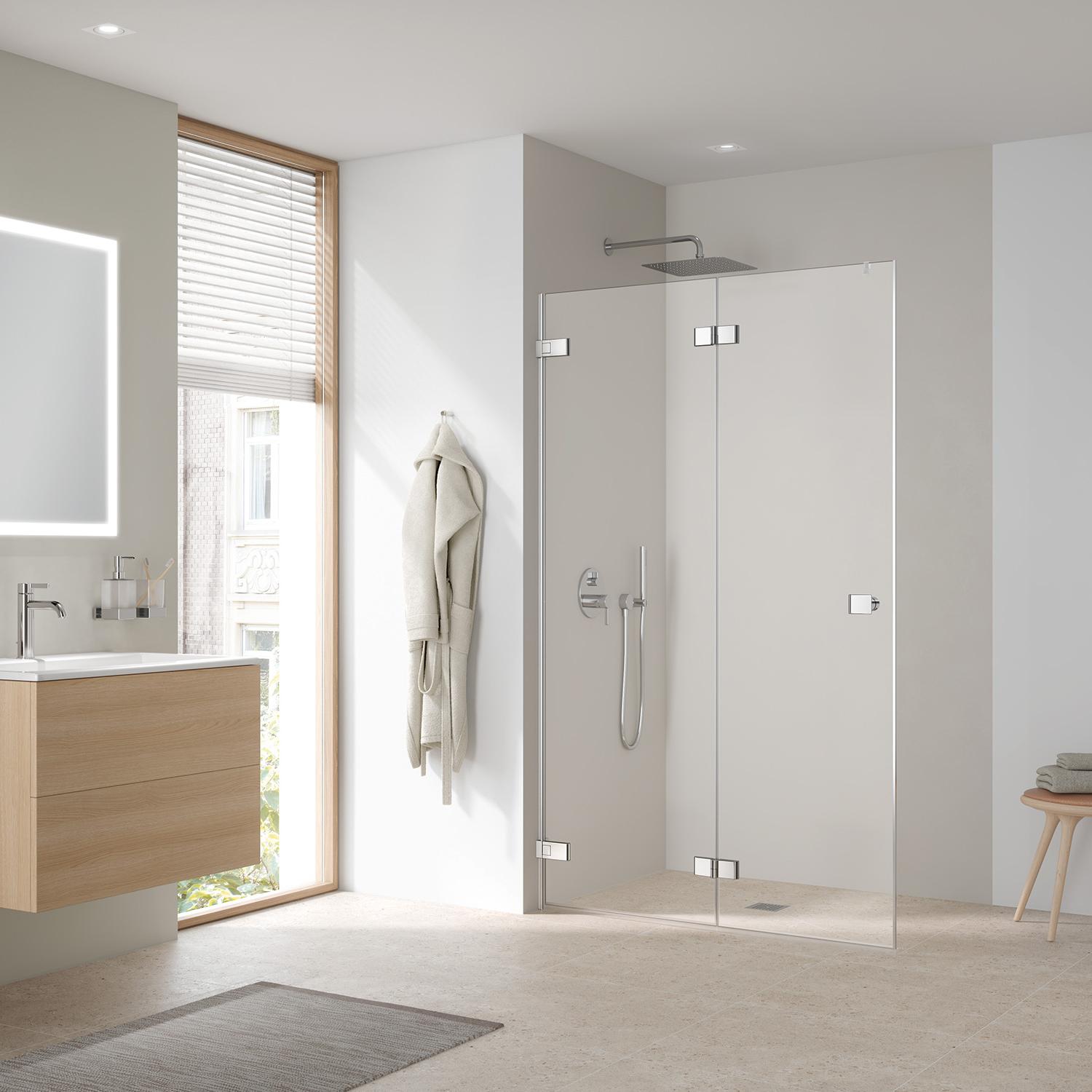 Paroi de douche Kermi avec MENA WALK-IN Wall et charnière murale