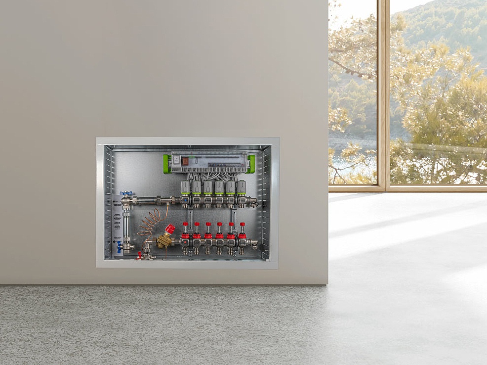 x-net Verteilerschrank KERMI Flächenheizung und -kühlung x-net Verteilerschrank vormontiert und fertig verdrahtet mit ready line profi plus fertig verdrahtet