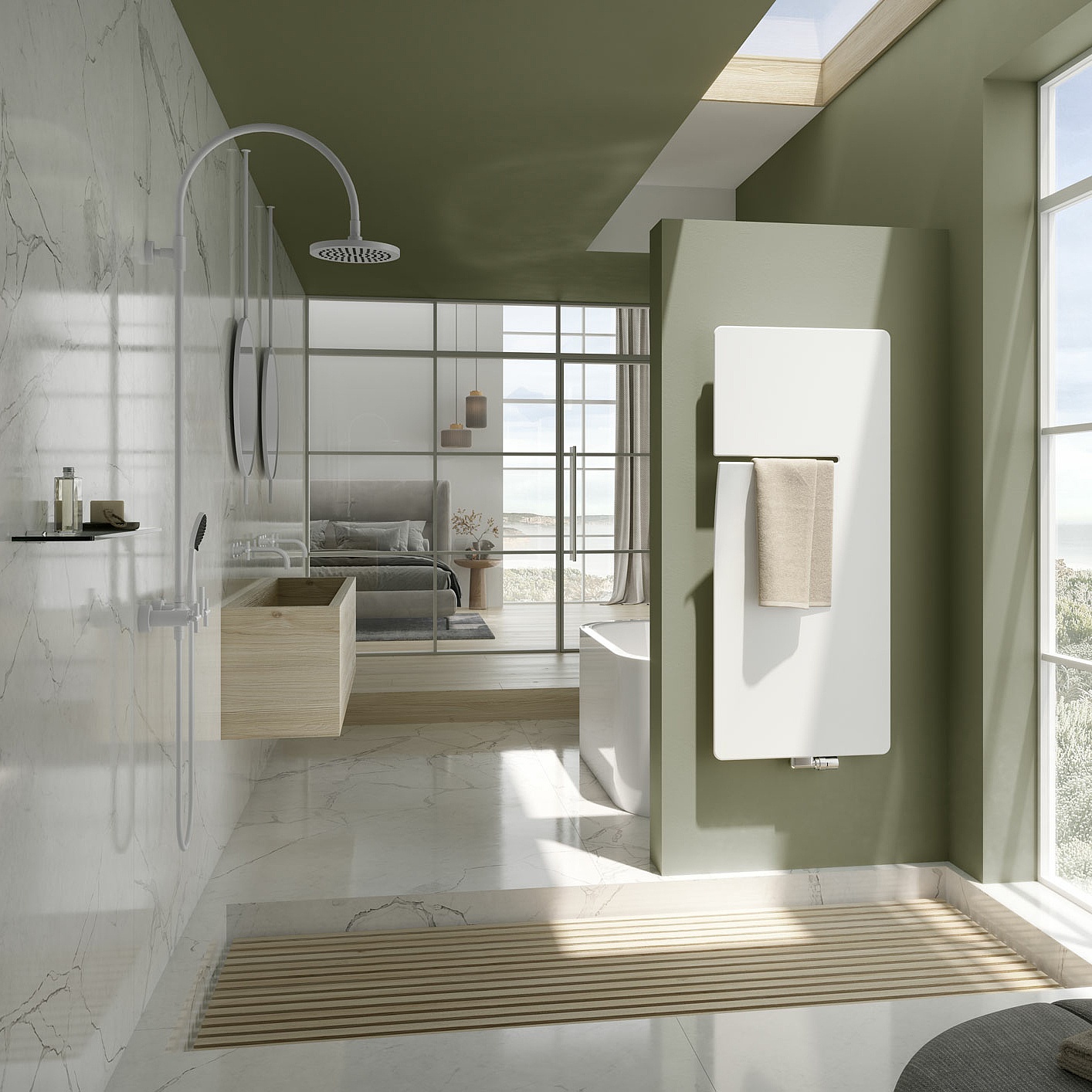 Bathroom and home radiator Ineo in the right-hand version, colour Textured White