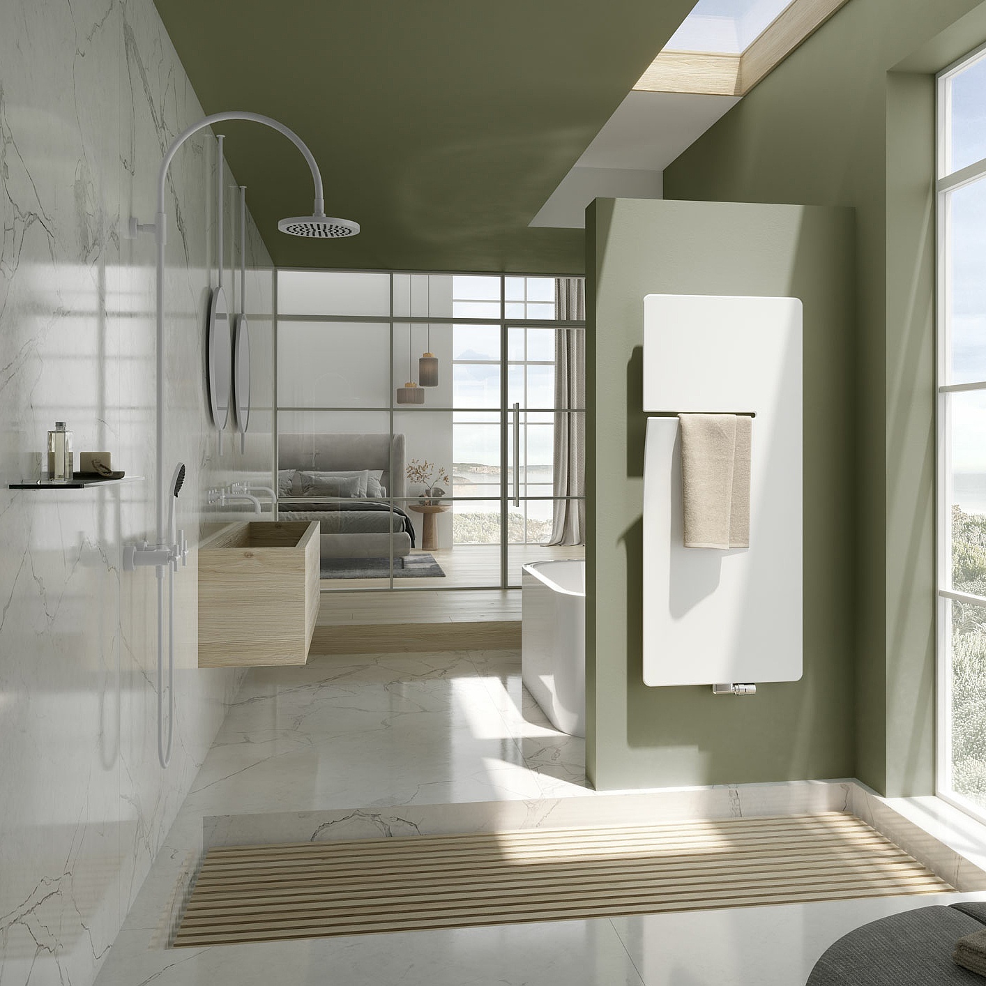 Bathroom and home radiator Ineo in the right-hand version, colour Textured White