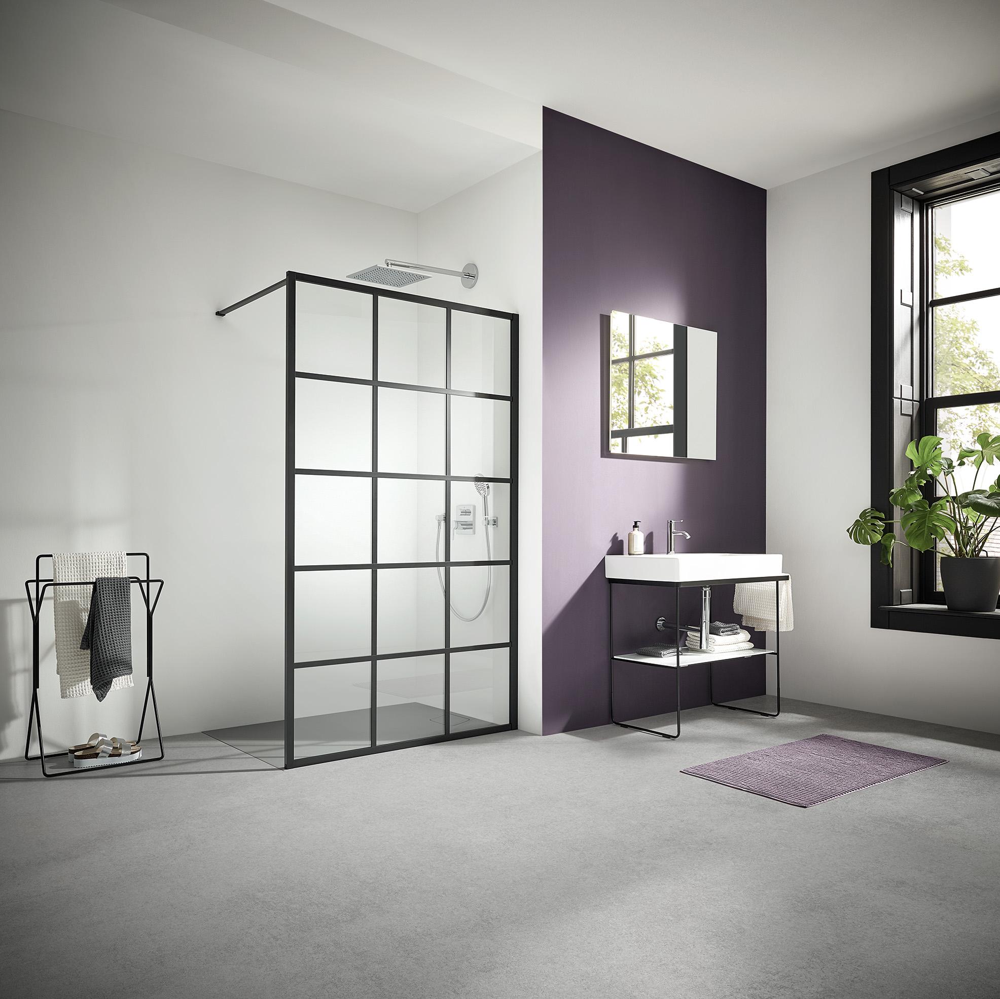 Kermi Walk-In shower enclosure WALK-IN XD Wall with Loft profile