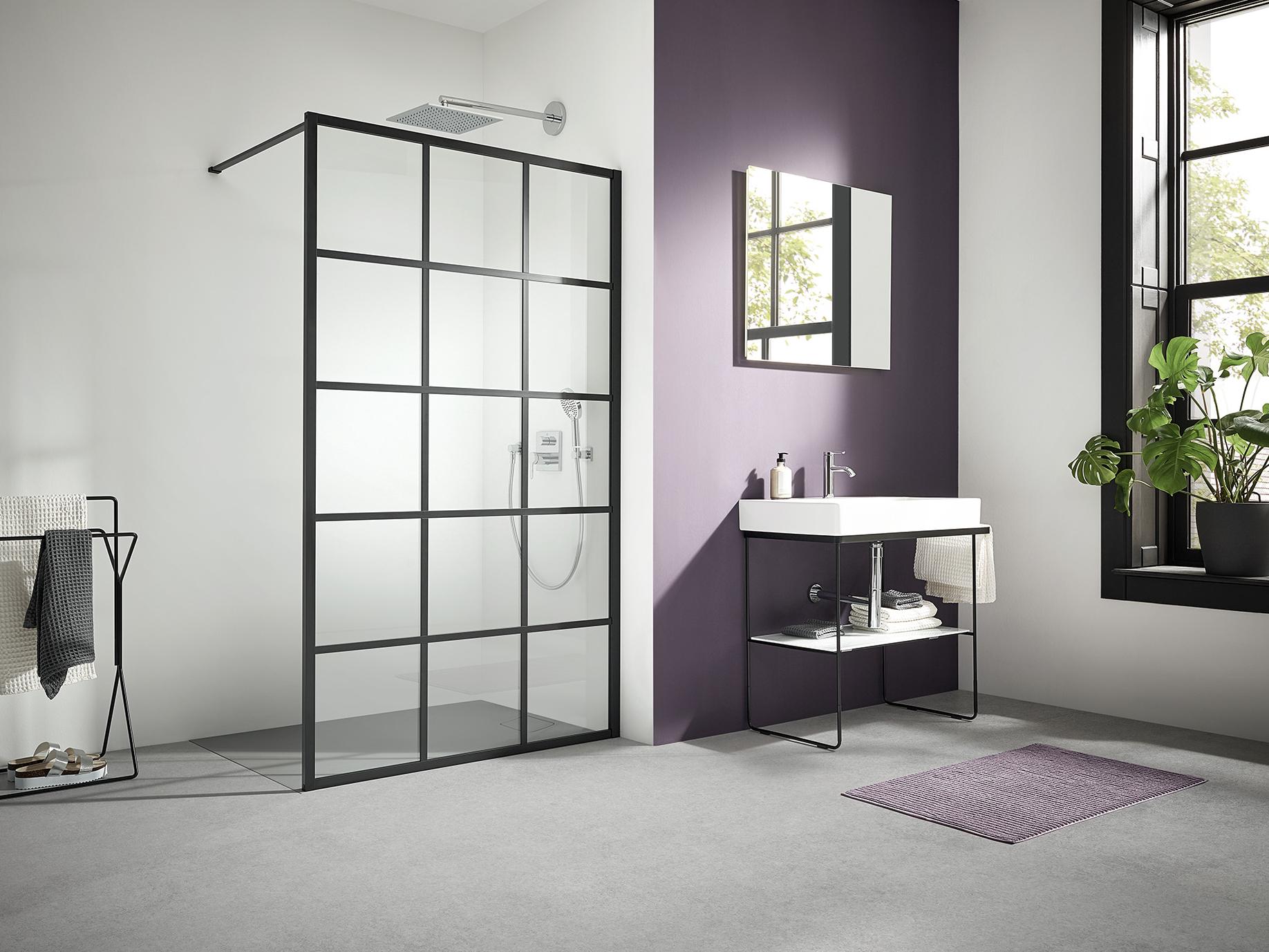 Kermi Walk-In shower enclosure WALK-IN XD Wall with Loft profile