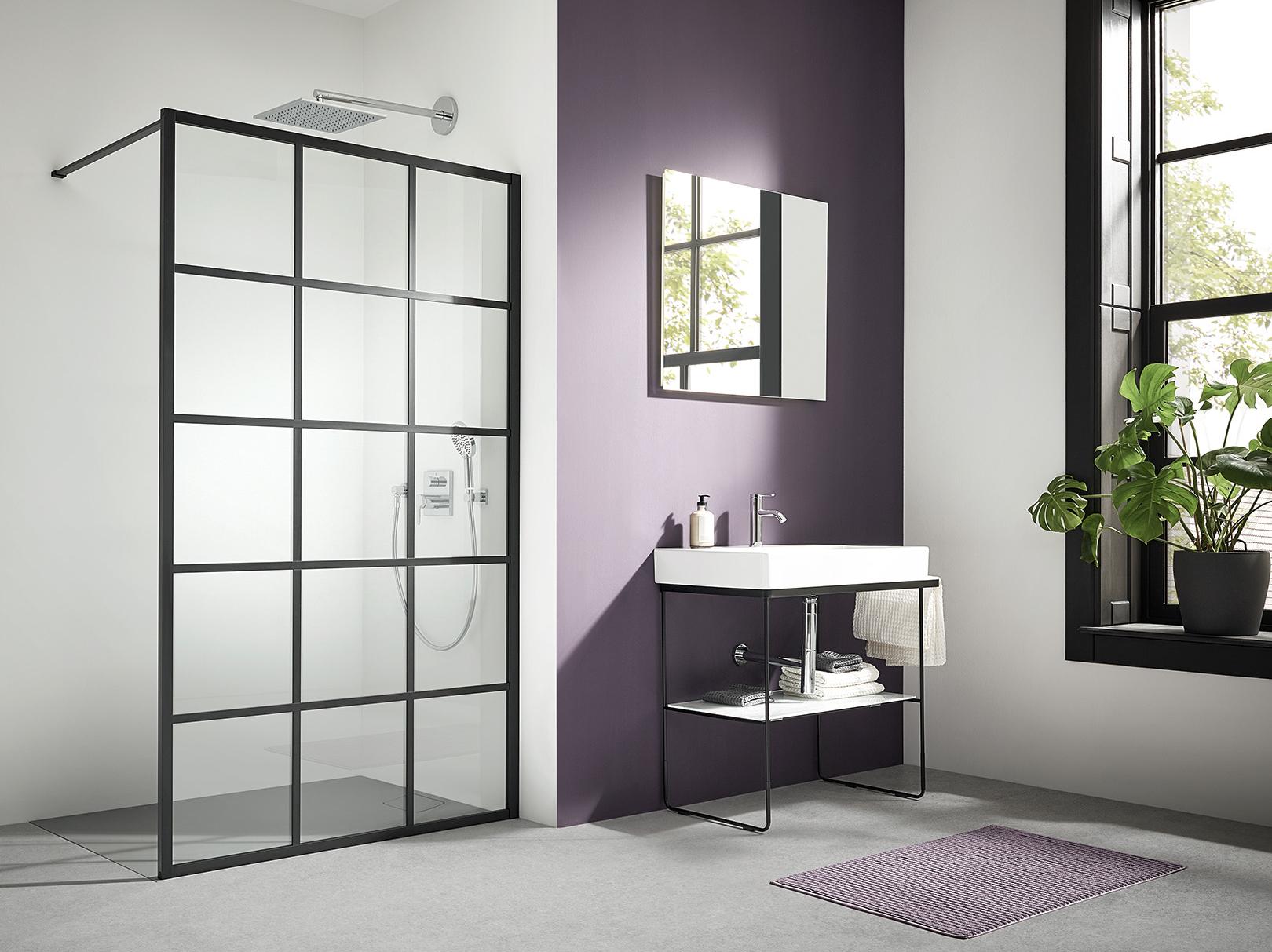 Kermi Walk-In shower enclosure WALK-IN XD Wall with Loft profile