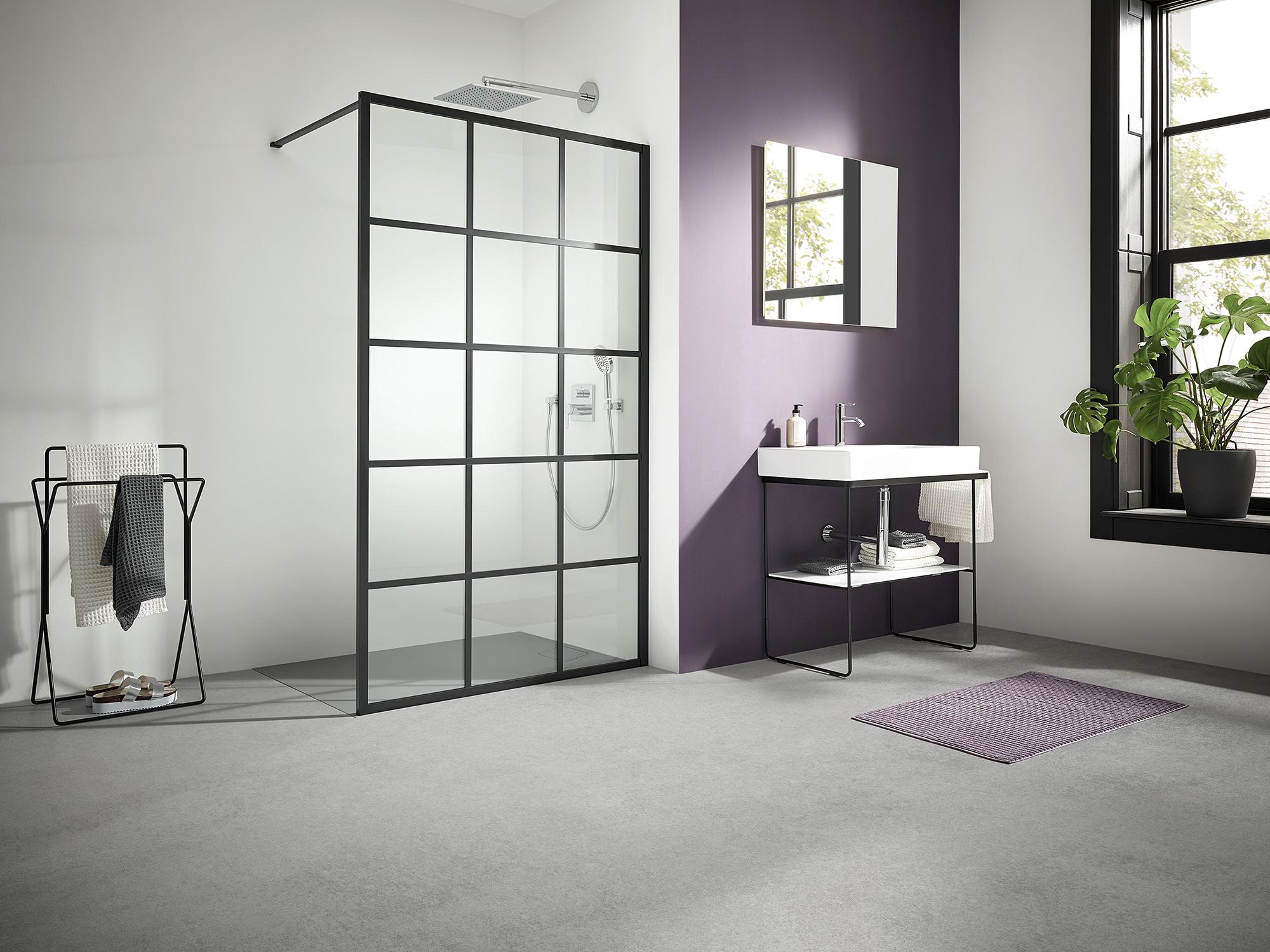 Kermi Walk-In shower enclosure WALK-IN XD Wall with Loft profile