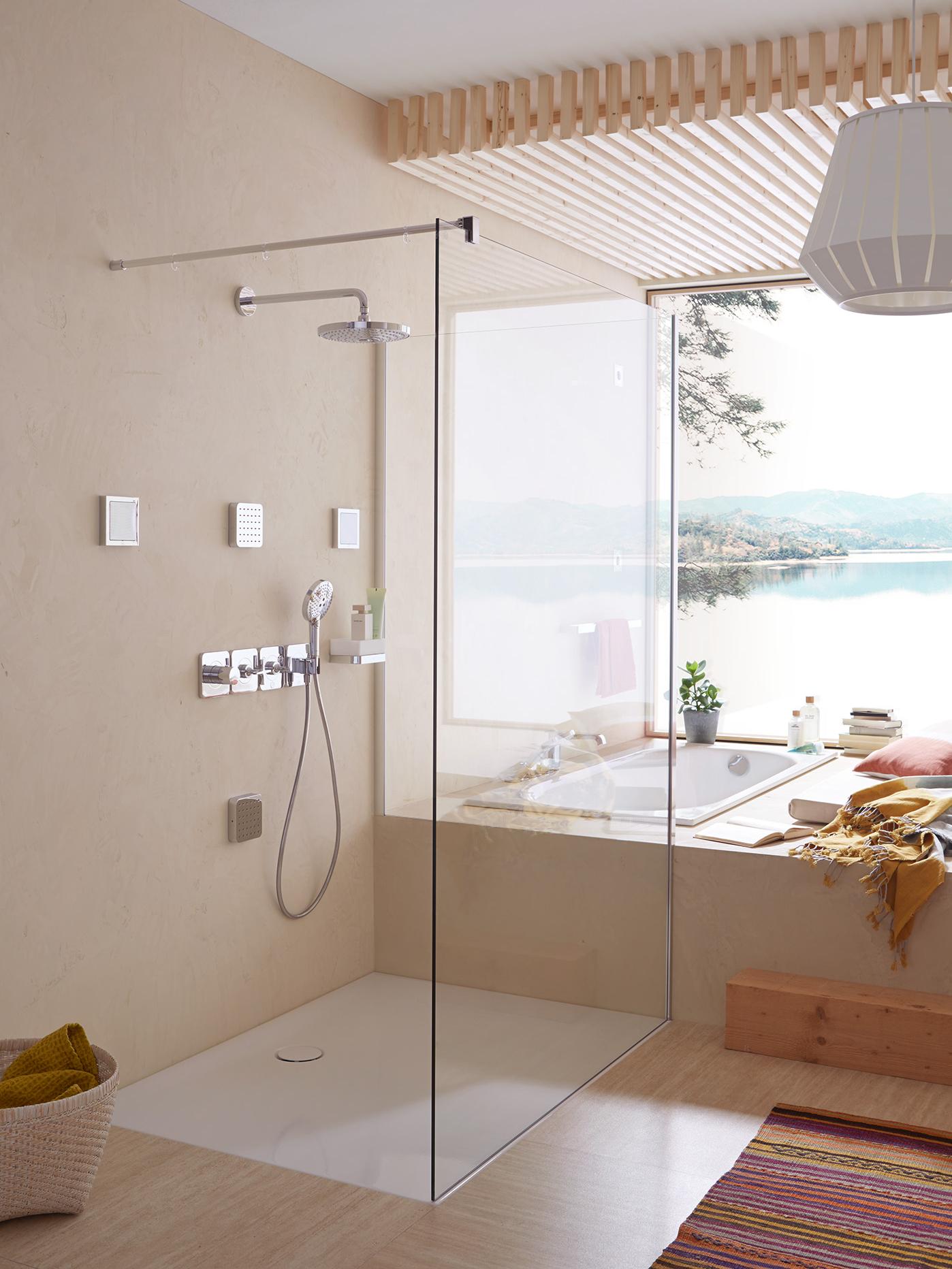 Kermi Walk-In shower enclosure, WALK-IN XB Free with shortened side wall on bathtub