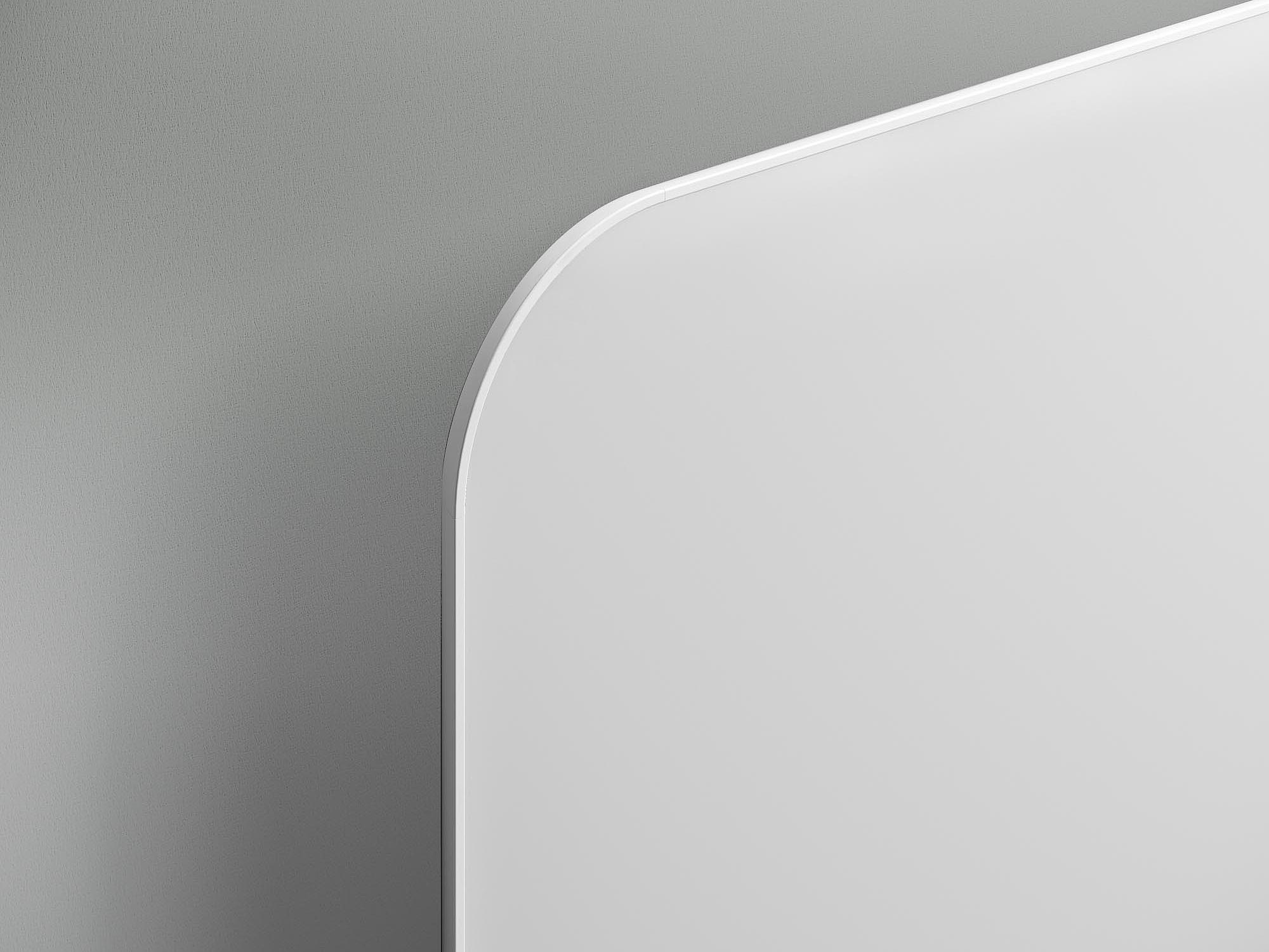 Дизайн-радіатори та сушарки для рушників Kermi Elveo з передньою панеллю з білого скла.