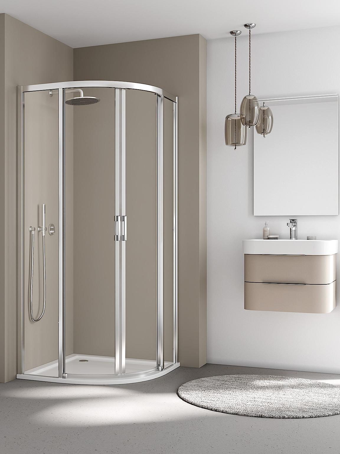 LIGA quadrant shower enclosure (off-floor sliding doors) Kermi profile shower enclosure, LIGA quadrant shower enclosure (off-floor sliding doors)